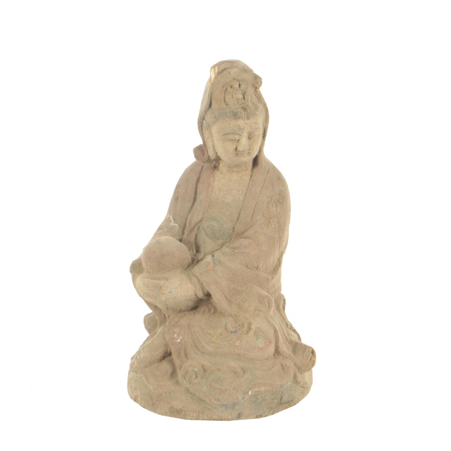 Chinese Carved Wood Guanyin Sculpture