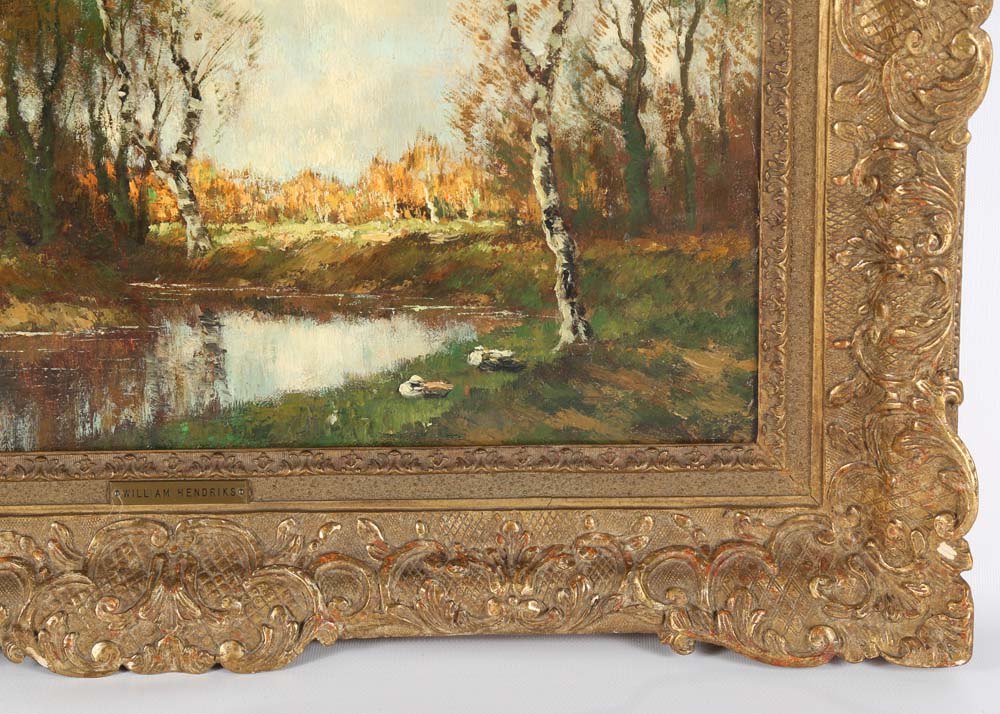 Antique William Hendricks Oil on Canvas Painting