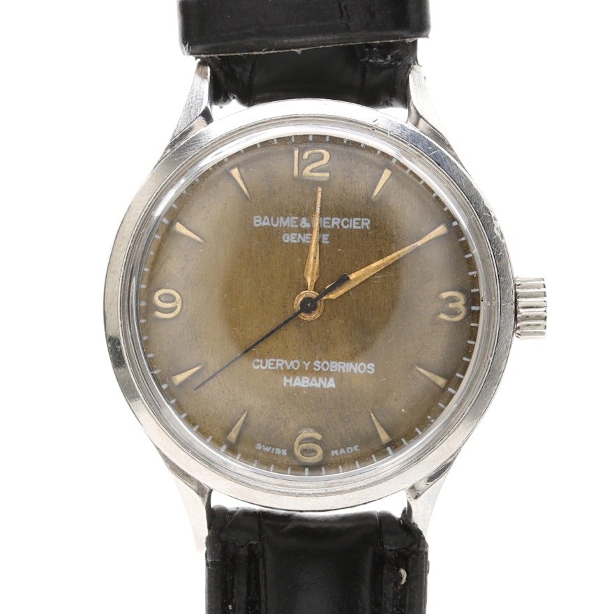 Baume and Mercier Stainless Steel Leather Wristwatch