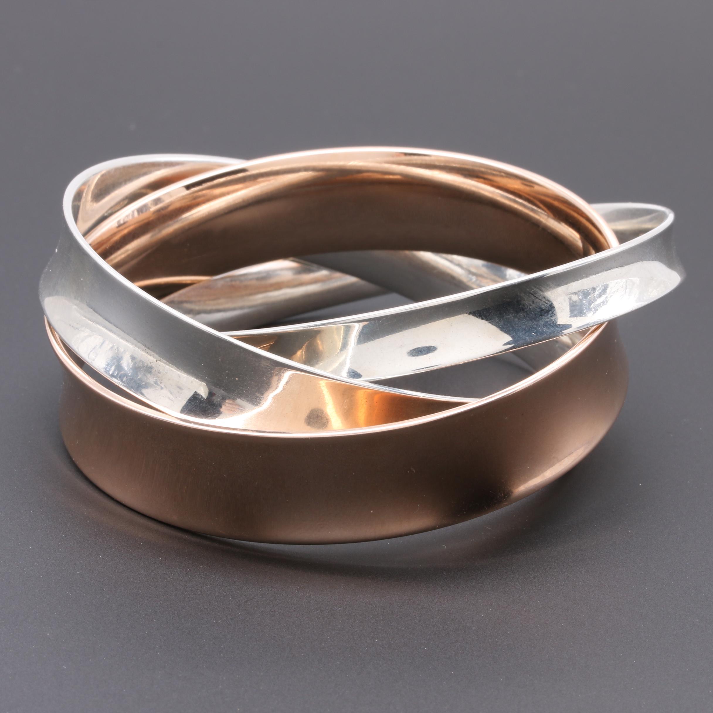 Tiffany & Co. "1837 Collection" Sterling Silver and Rubedo Interlocked Bangles