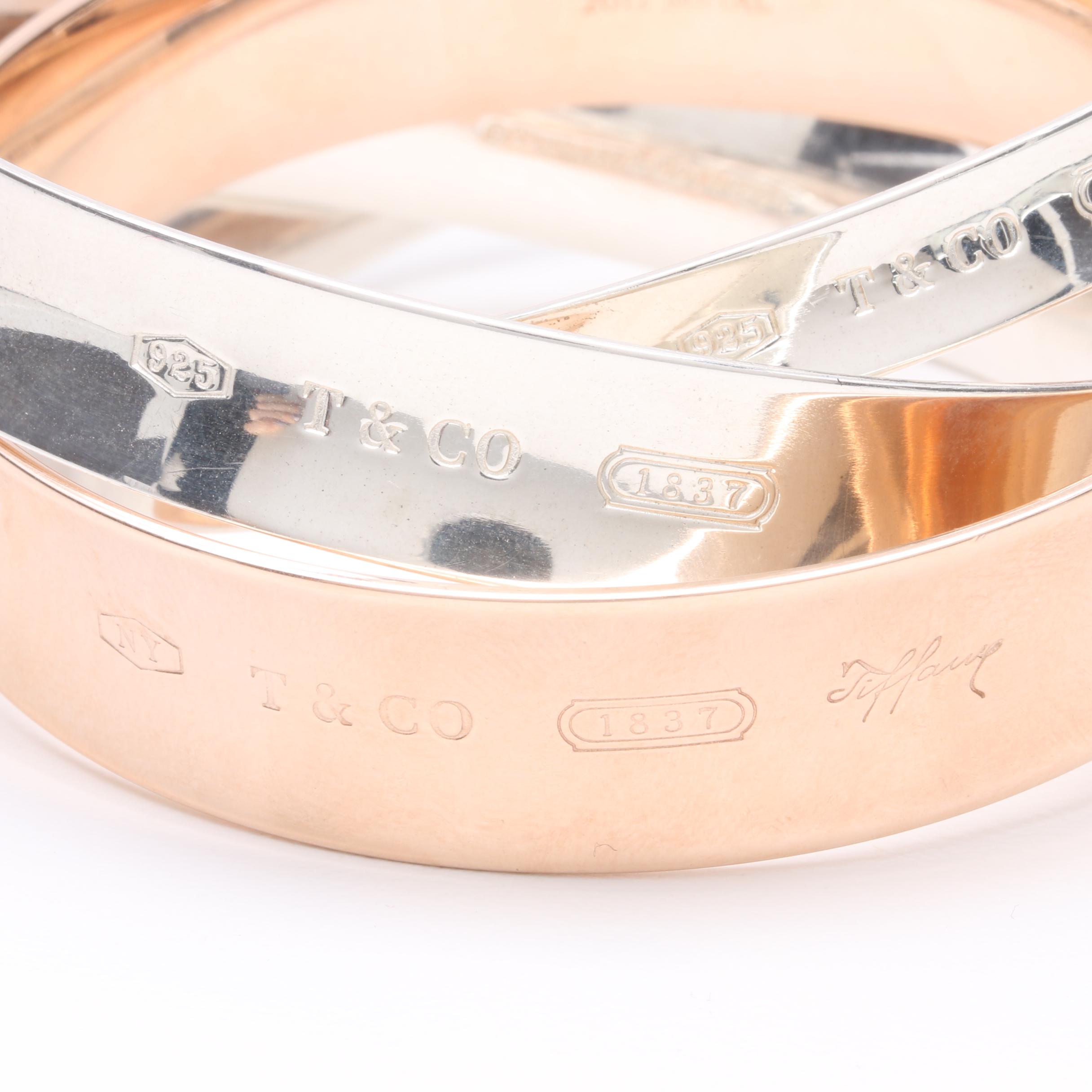 Tiffany & Co. "1837 Collection" Sterling Silver and Rubedo Interlocked Bangles