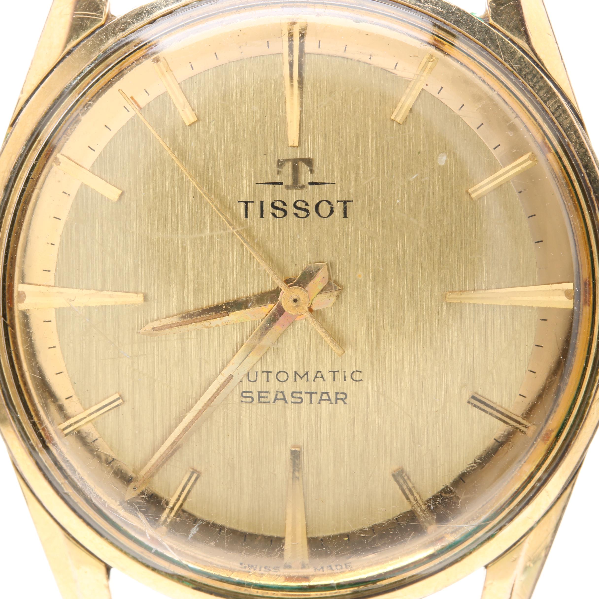 Tissot Gold-Plated Stainless Steel Black Leather Watch