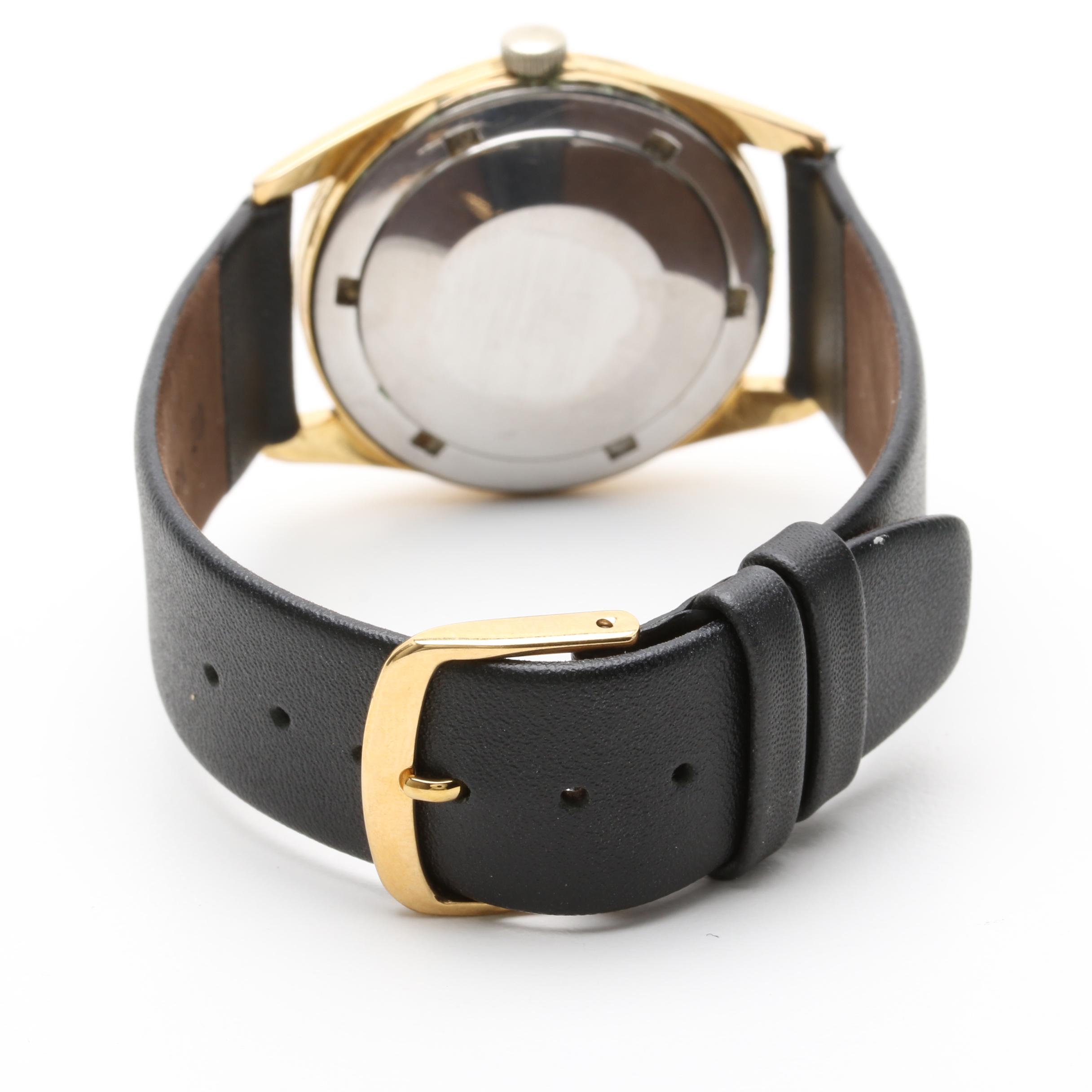 Tissot Gold-Plated Stainless Steel Black Leather Watch