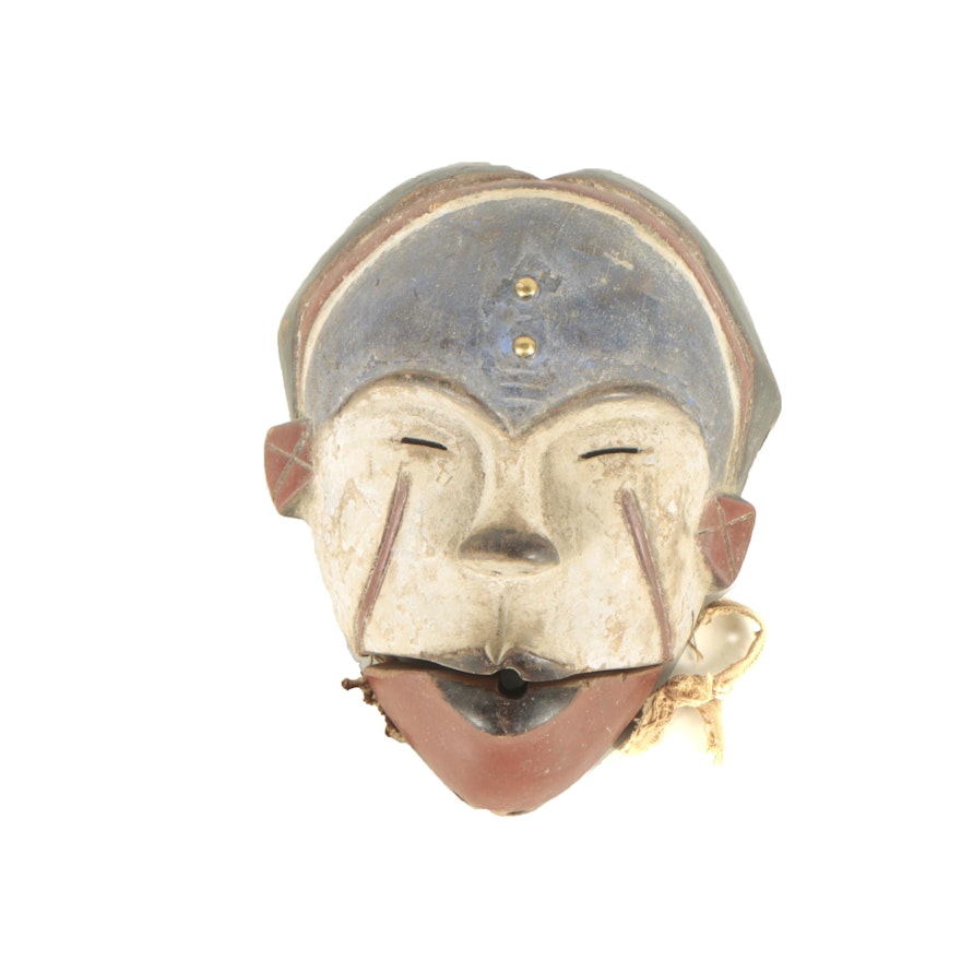 20th Century Hand-Carved Central African Wooden Mask