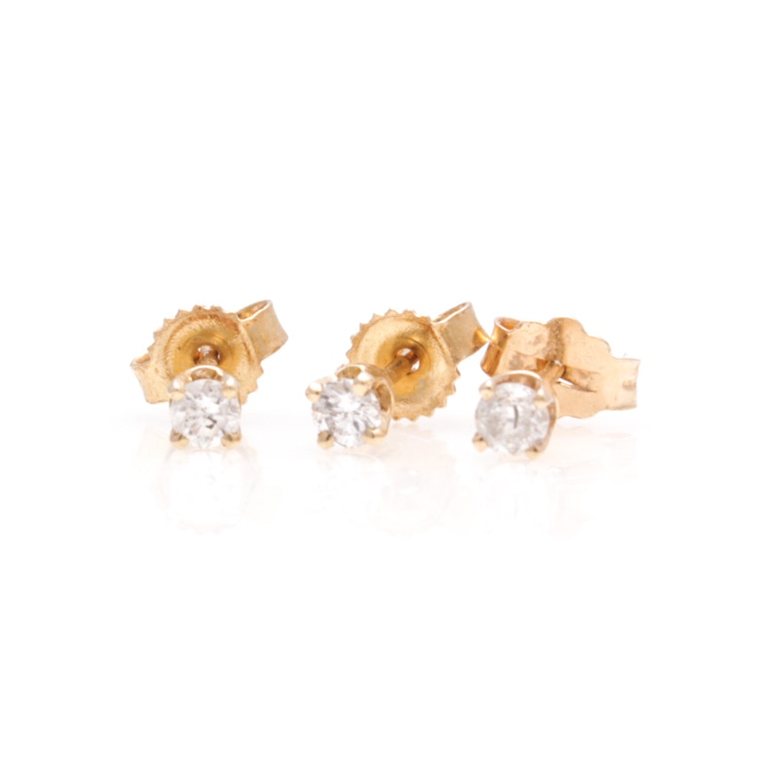 14K Yellow Gold Diamond Earrings