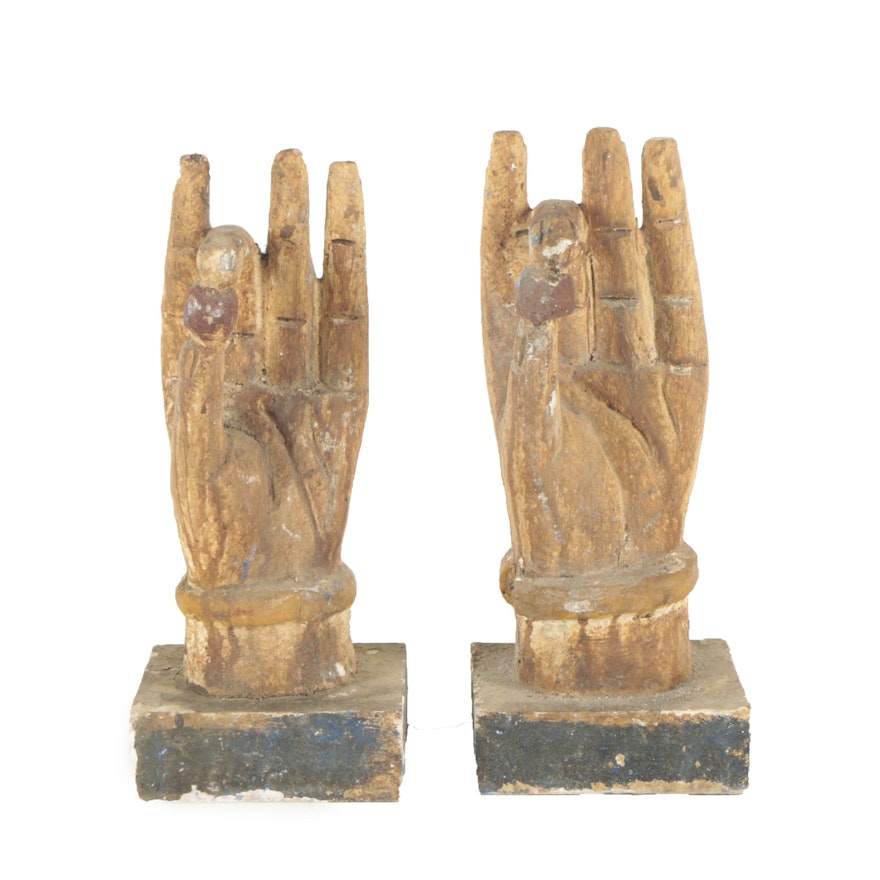 Contemporary Buddhist Aakash Mudra Hand Sculptures