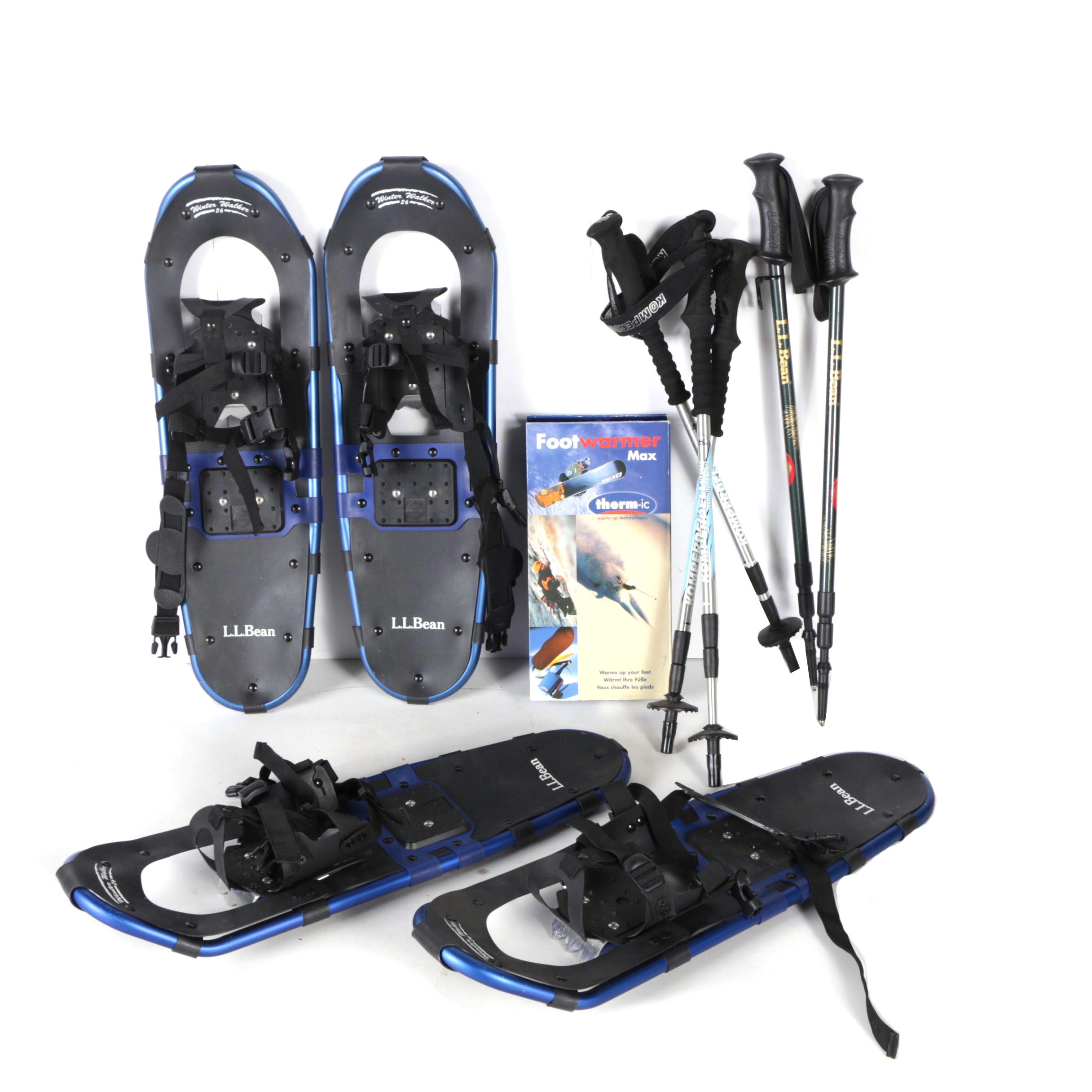 LL Bean Winter Walker 26 Snow Shoes and Assorted Poles