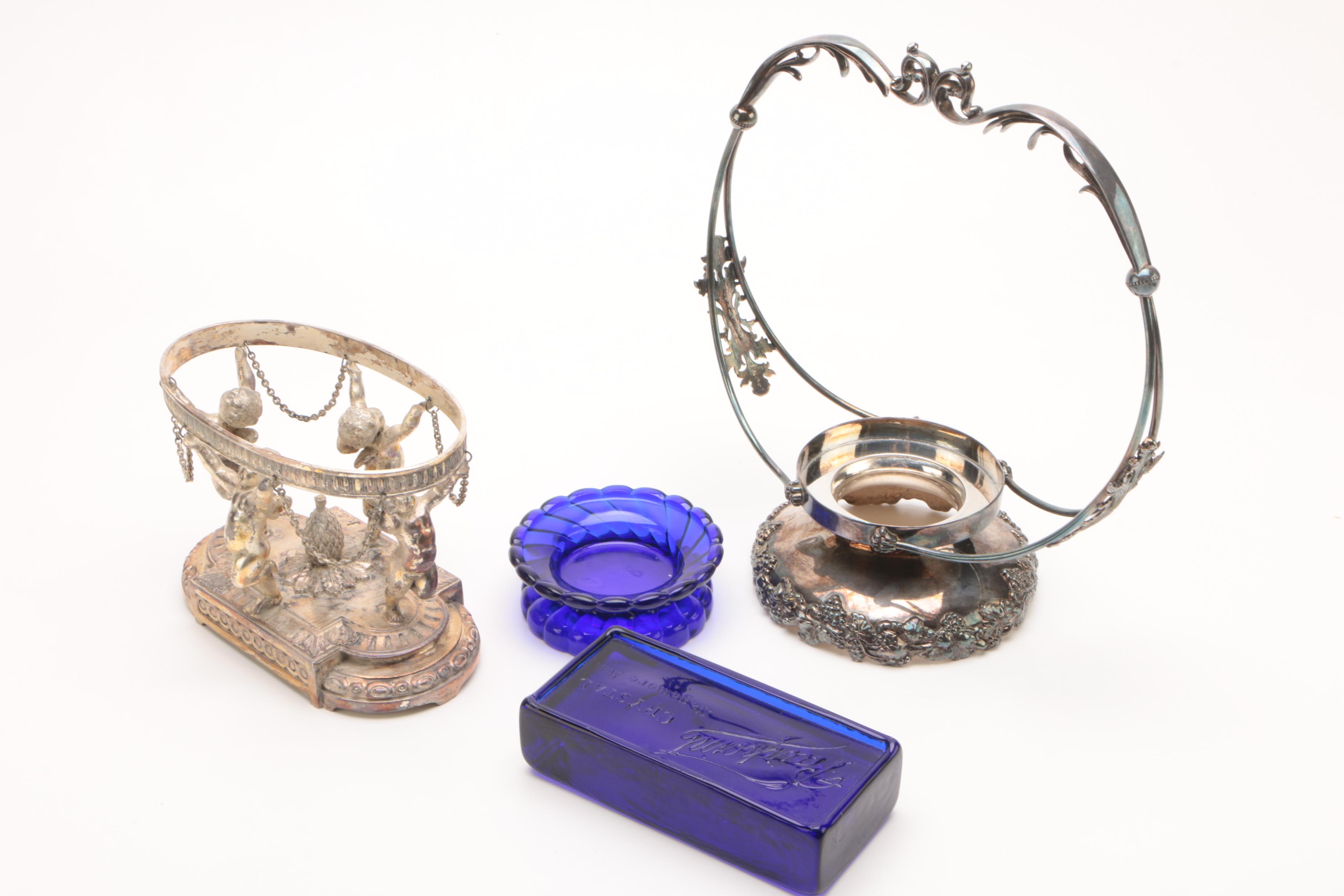 Pairpoint Quadruple Silver Plate Pickle Castor and Other Plated Tableware