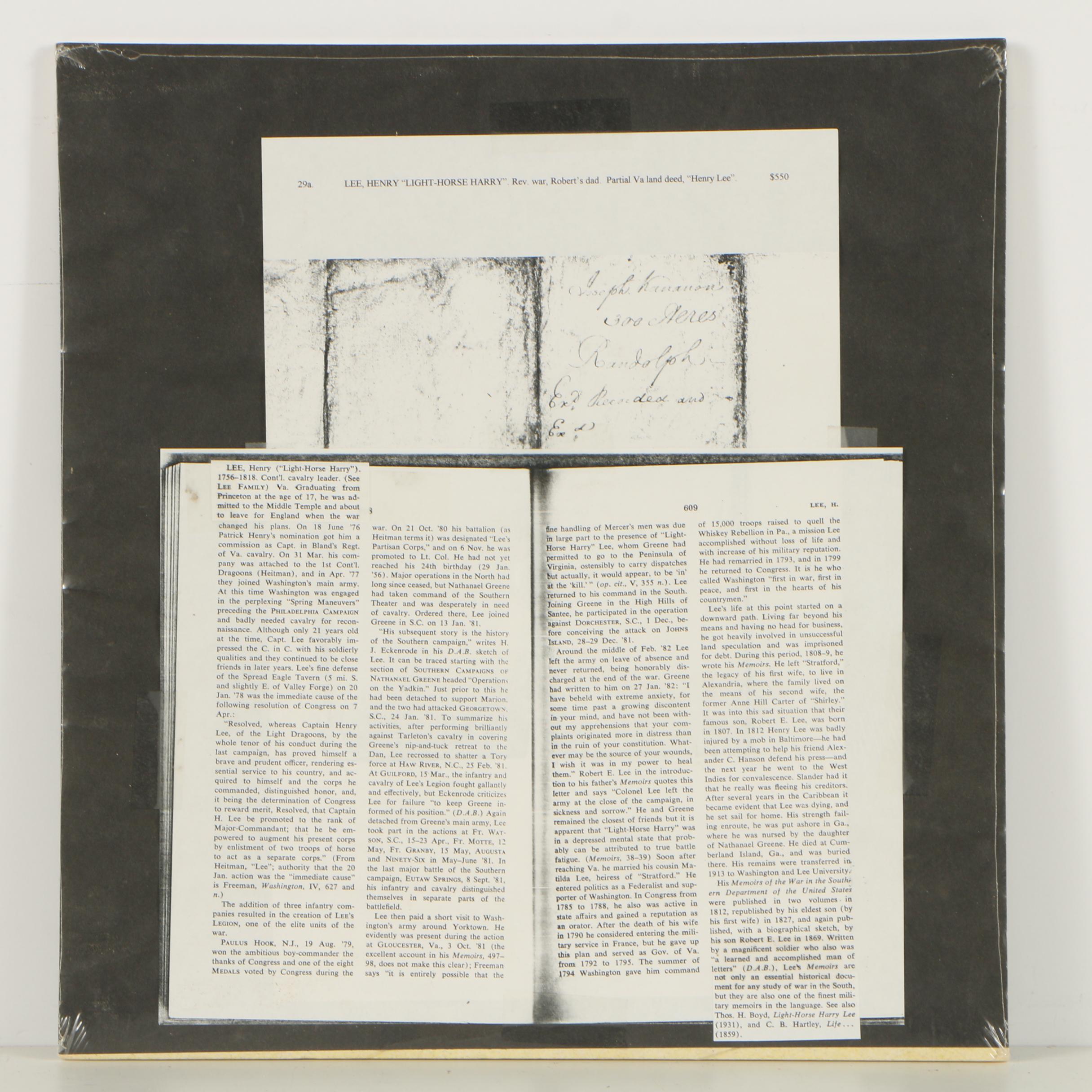 Historical Document Signed by General Henry "Light-Horse Harry" Lee III