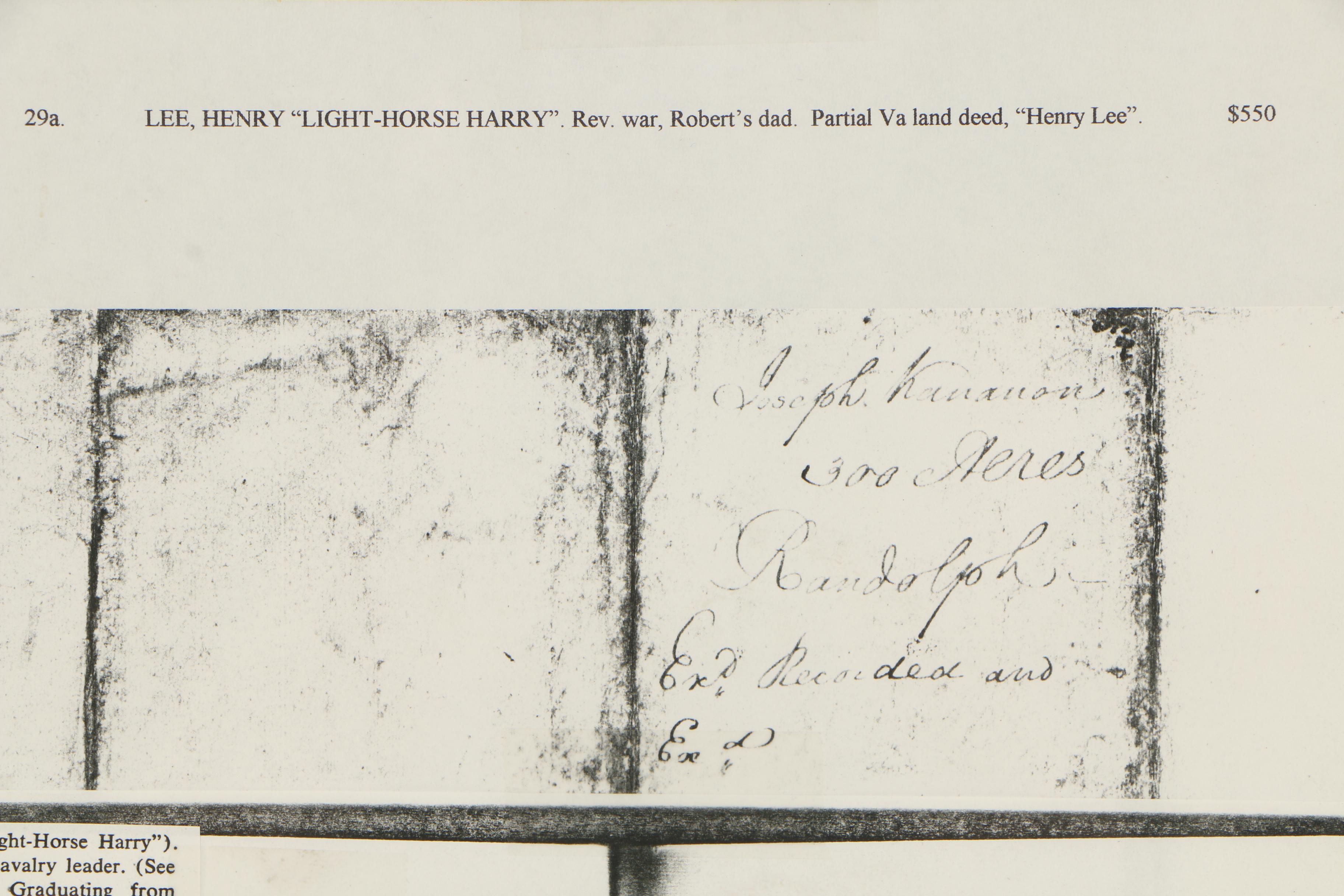 Historical Document Signed by General Henry "Light-Horse Harry" Lee III