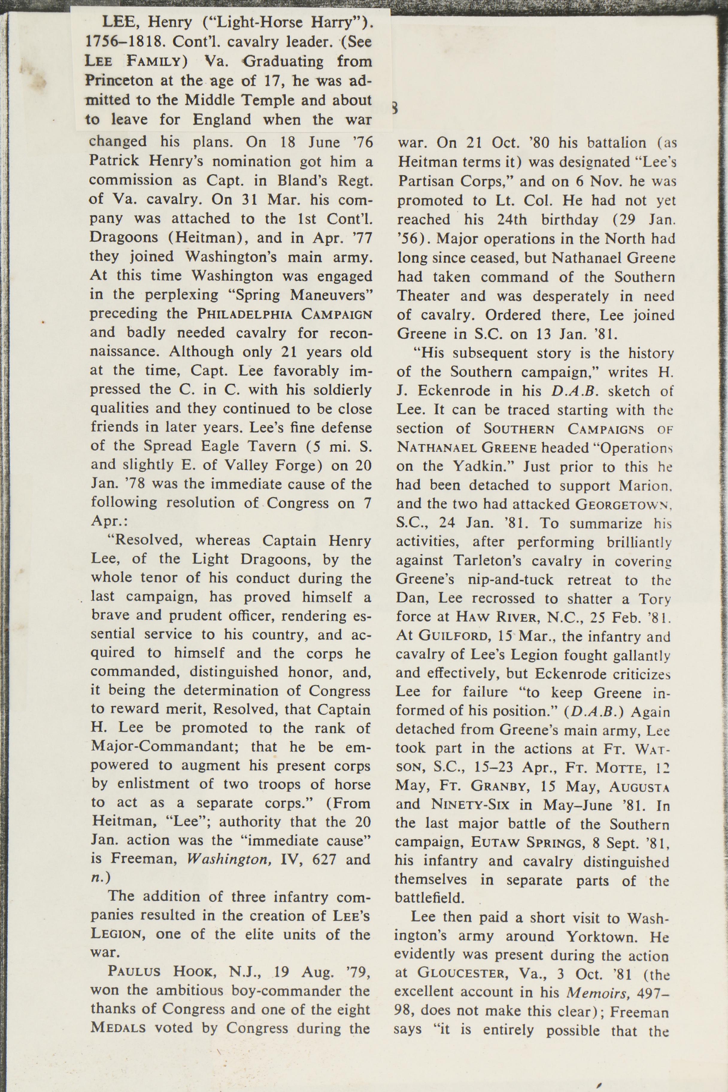 Historical Document Signed by General Henry "Light-Horse Harry" Lee III