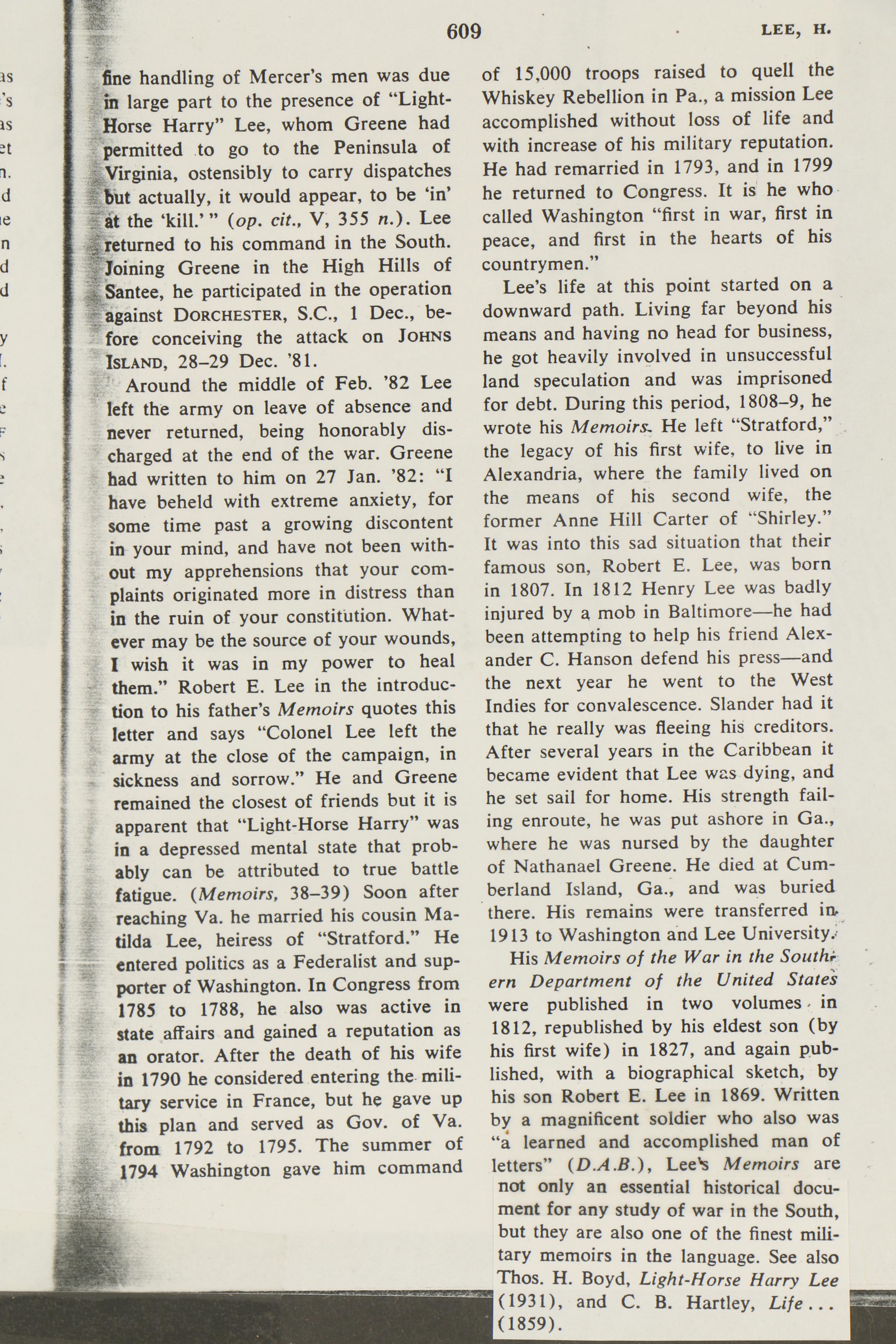 Historical Document Signed by General Henry "Light-Horse Harry" Lee III