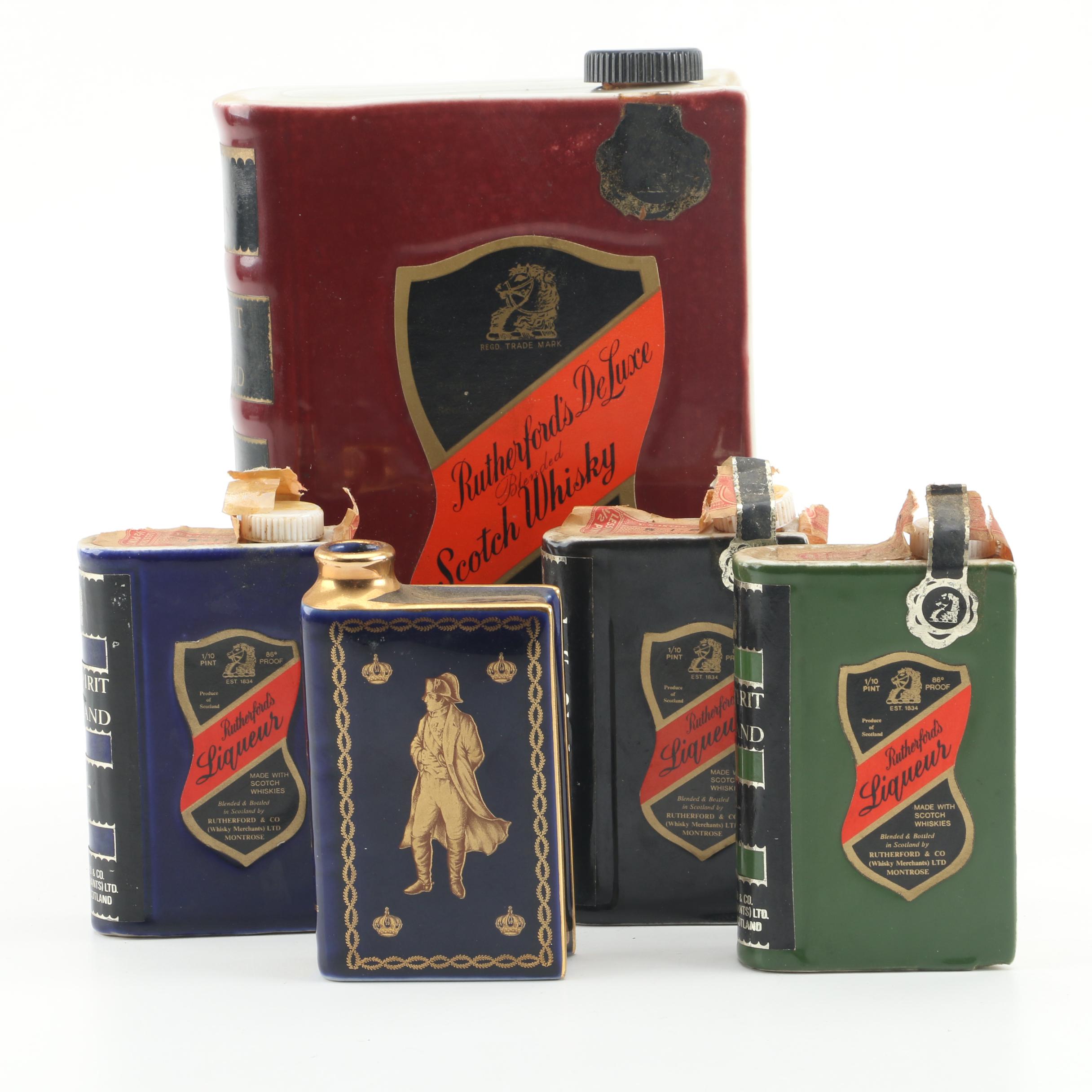 Vintage Rutherfords Book-Themed Scottish Whiskey Decanters