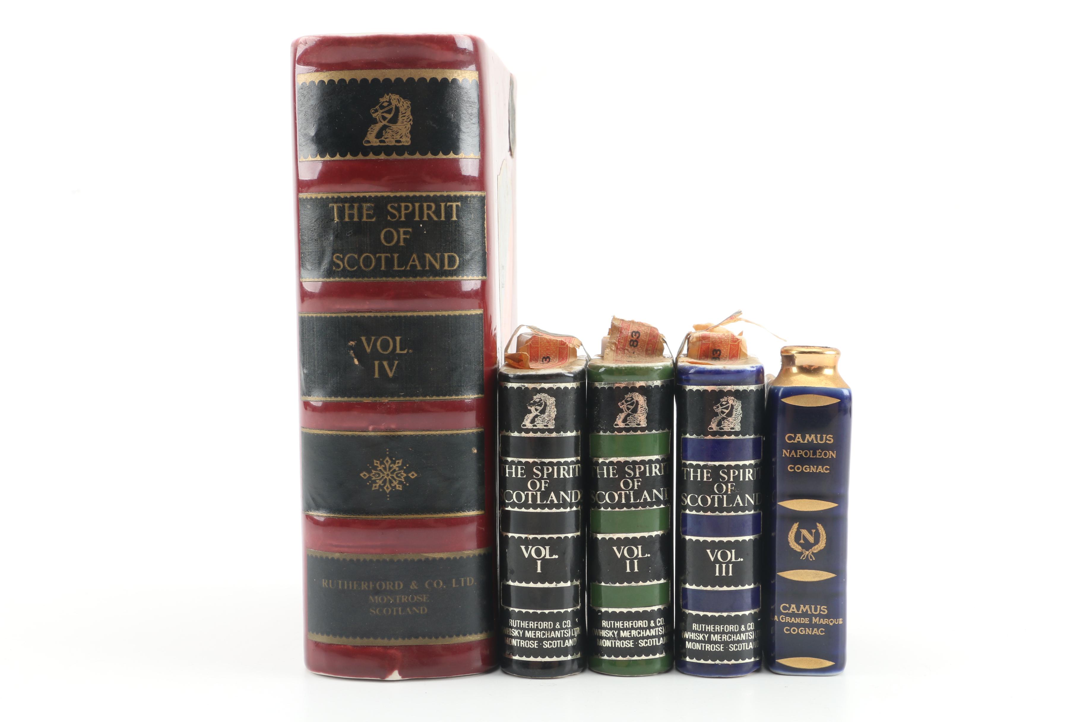 Vintage Rutherfords Book-Themed Scottish Whiskey Decanters
