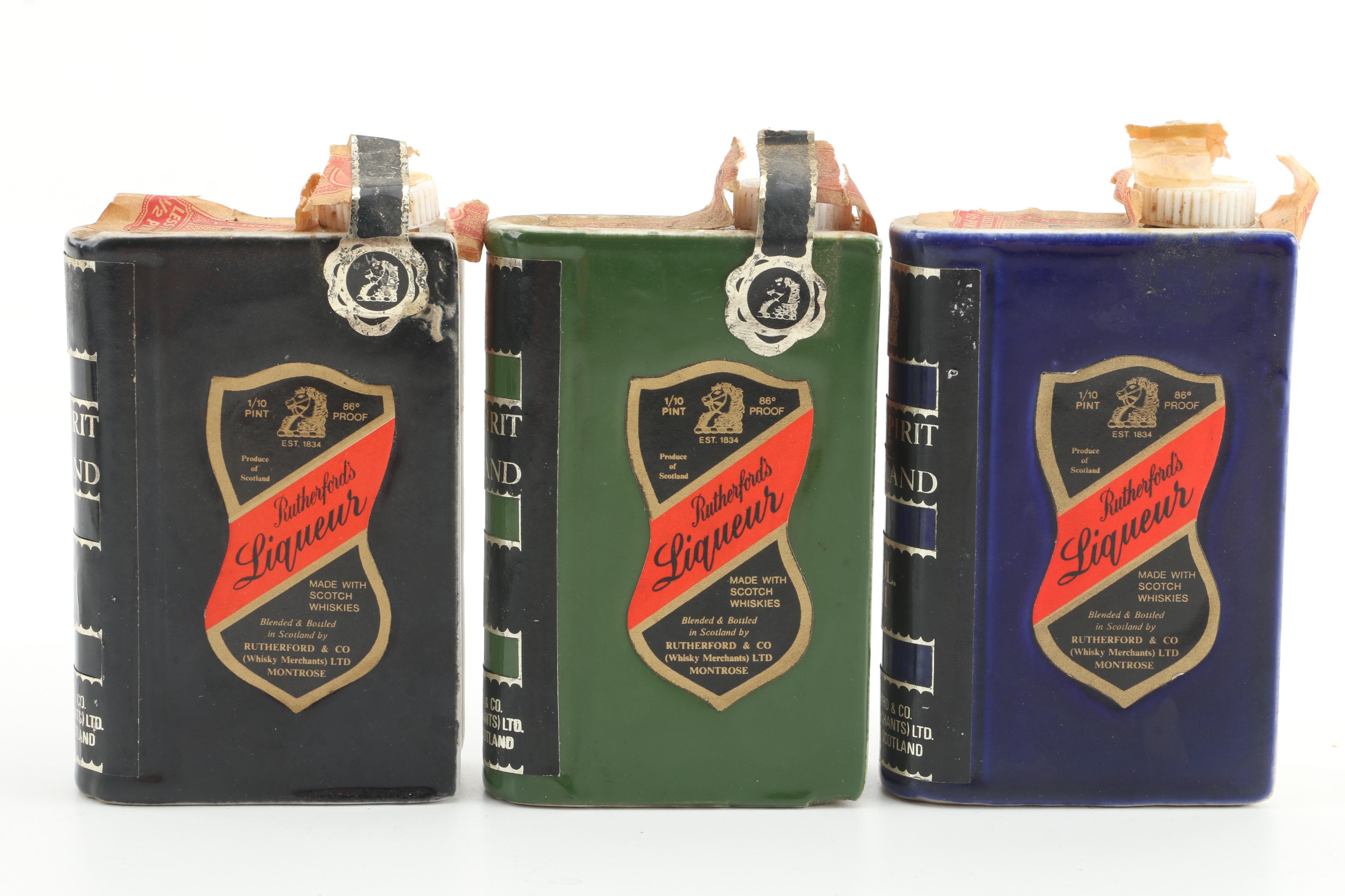 Vintage Rutherfords Book-Themed Scottish Whiskey Decanters