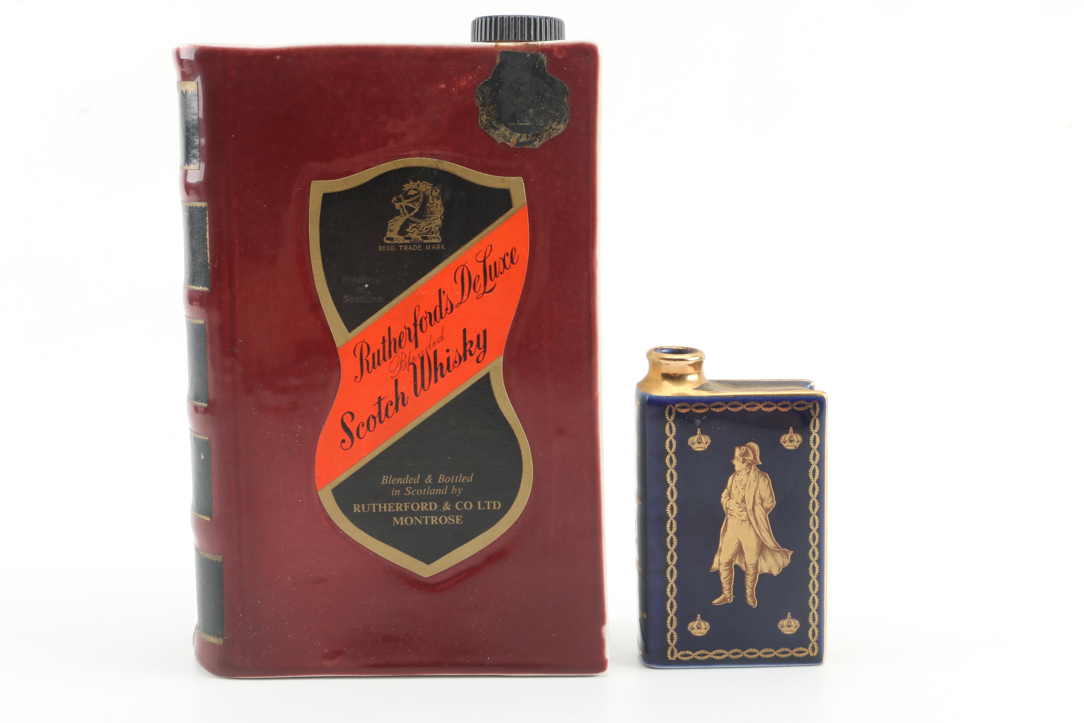 Vintage Rutherfords Book-Themed Scottish Whiskey Decanters