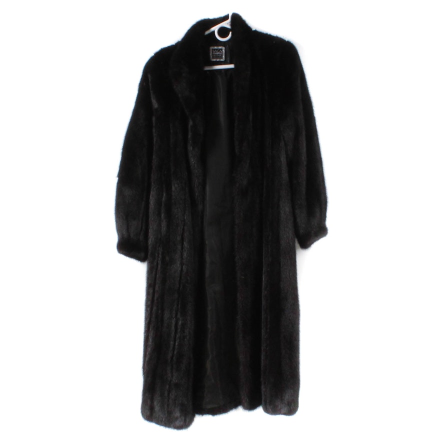 Saga Mink Dark Mahogany Mink Full-Length Fur Coat