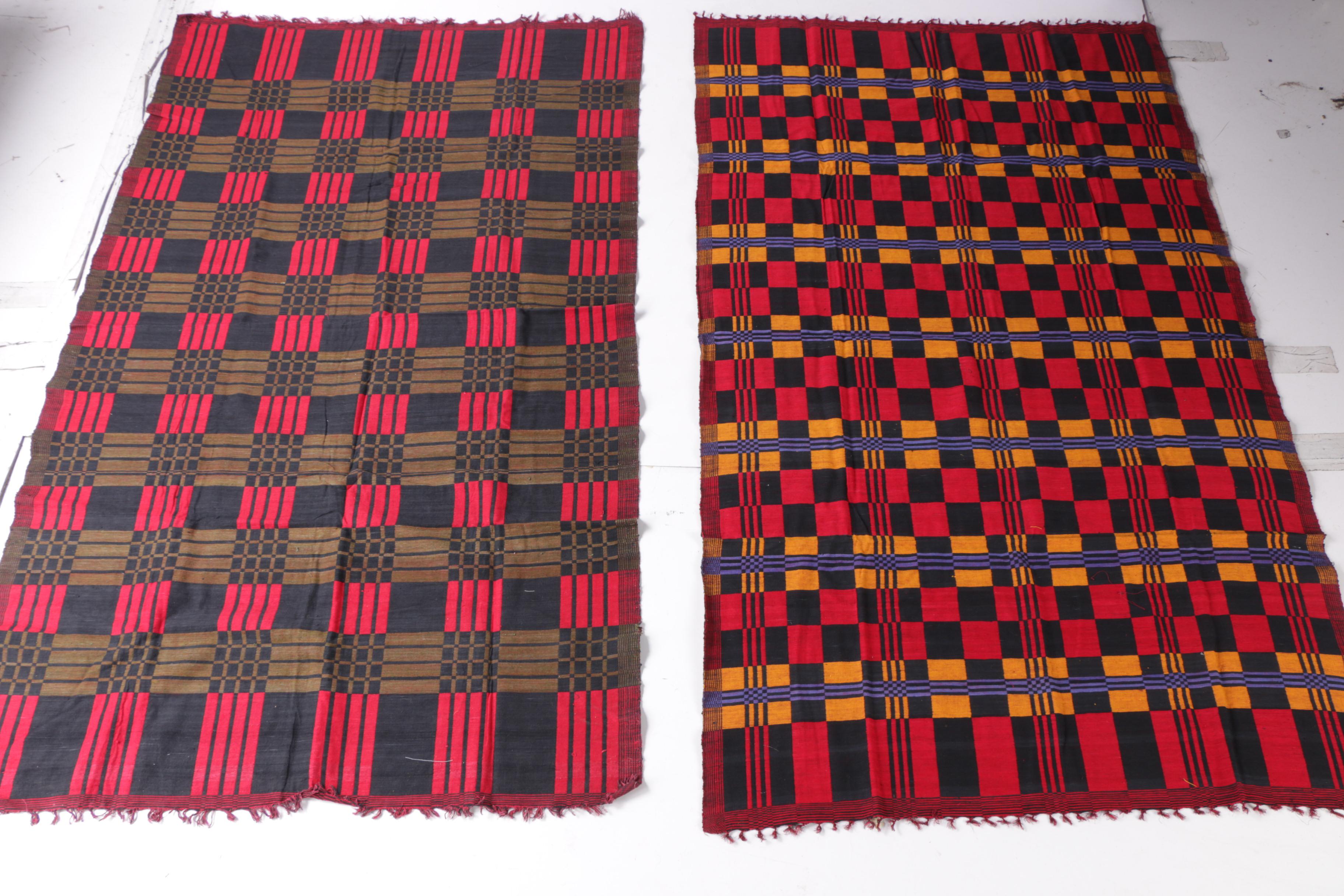 Vintage Burmese Woven Wool Throw Blankets