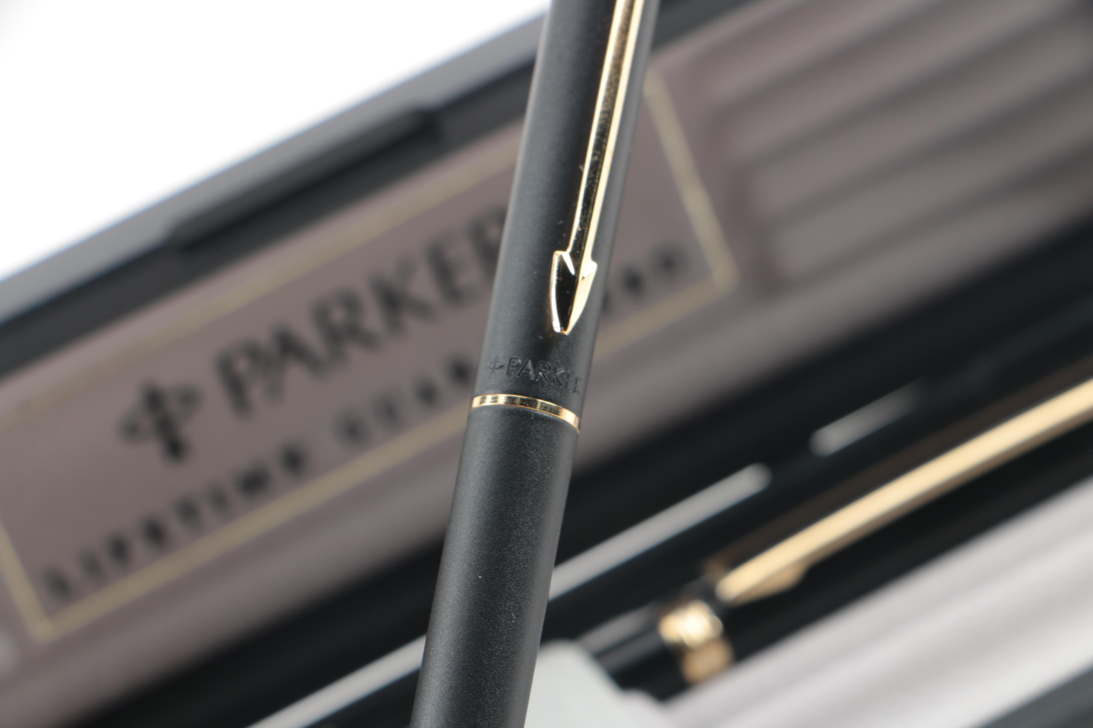 Parker Fountain and Ballpoint Pen Set with Other Office Pens