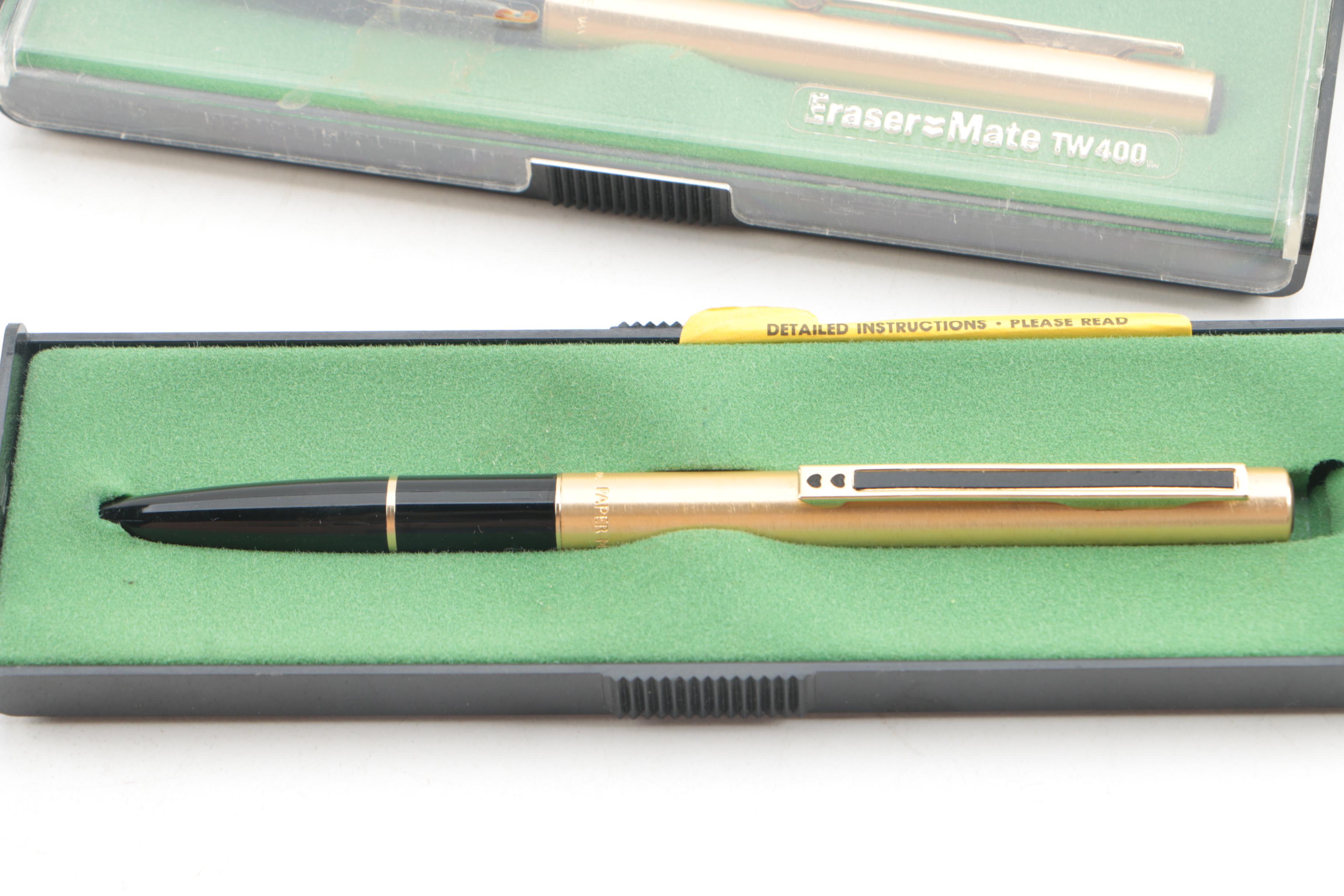 Parker Fountain and Ballpoint Pen Set with Other Office Pens