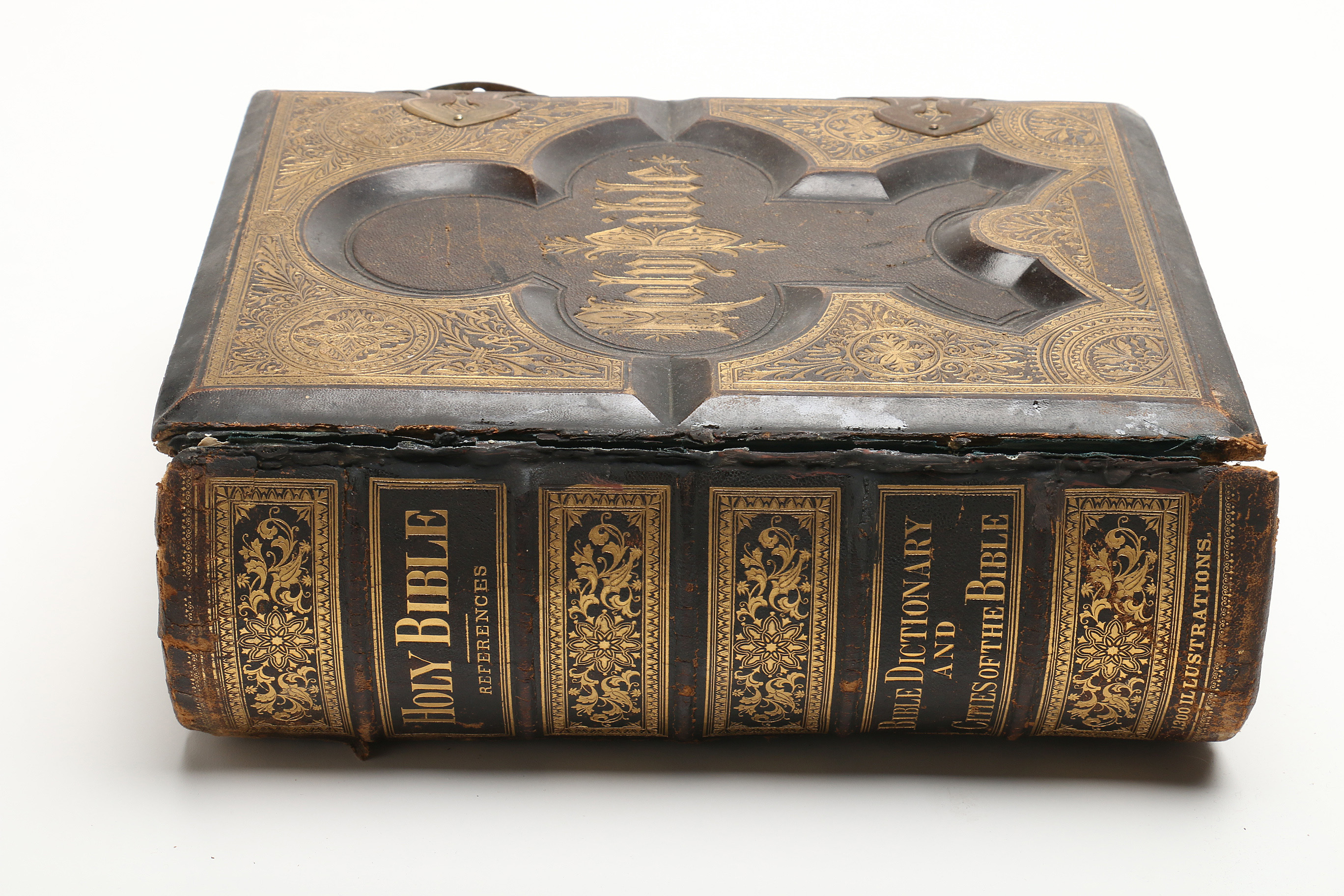 Antique Leather "Holy Bible" with Illustrations