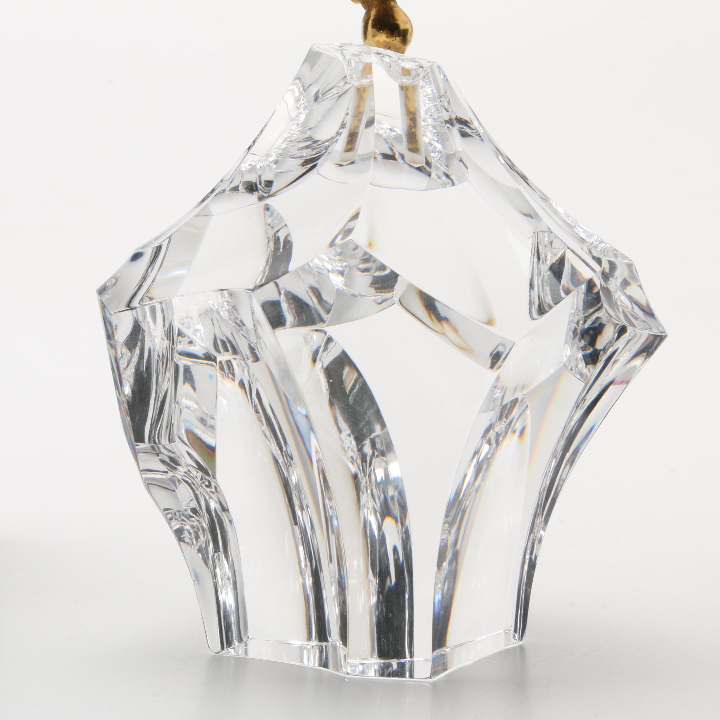 Vintage Steuben Glass Paperweight With Gilt Metal Thistle