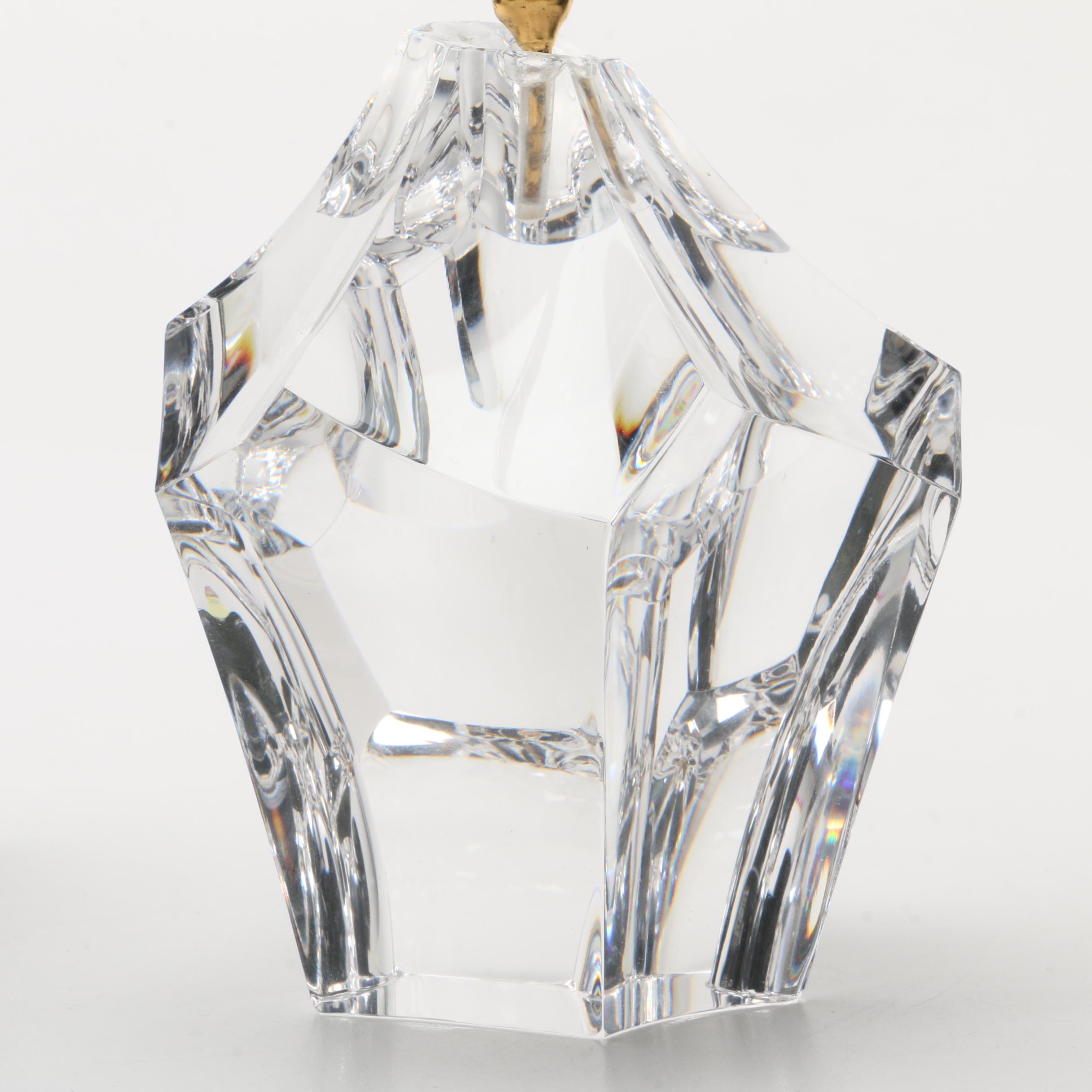 Vintage Steuben Glass Paperweight With Gilt Metal Thistle