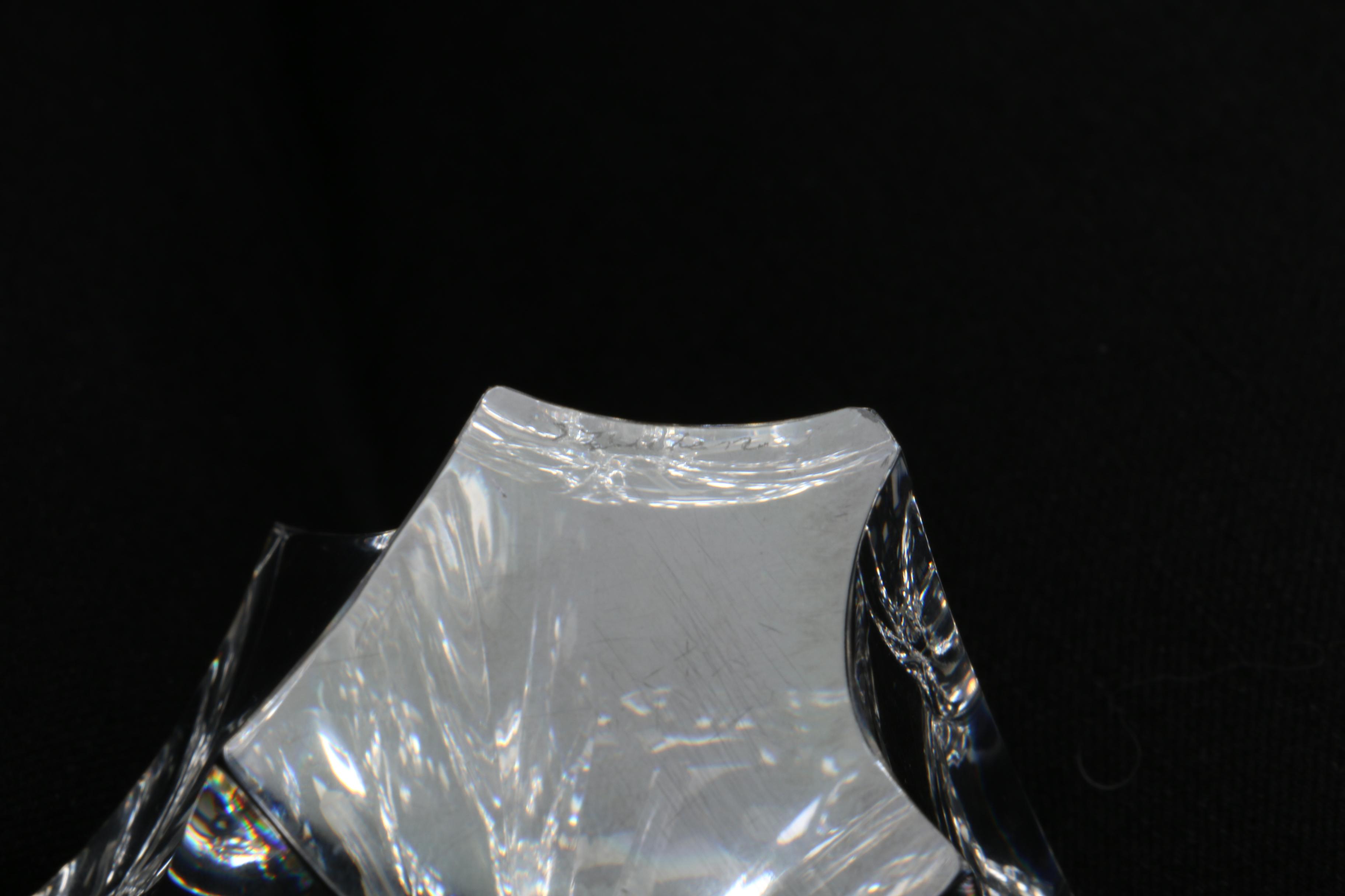 Vintage Steuben Glass Paperweight With Gilt Metal Thistle