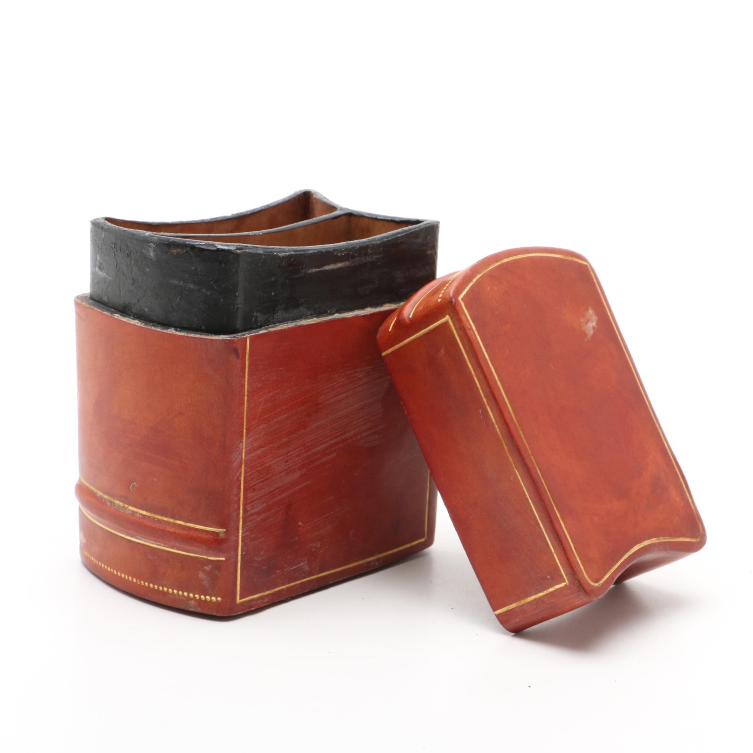 Vintage  Leather Playing Card Boxes