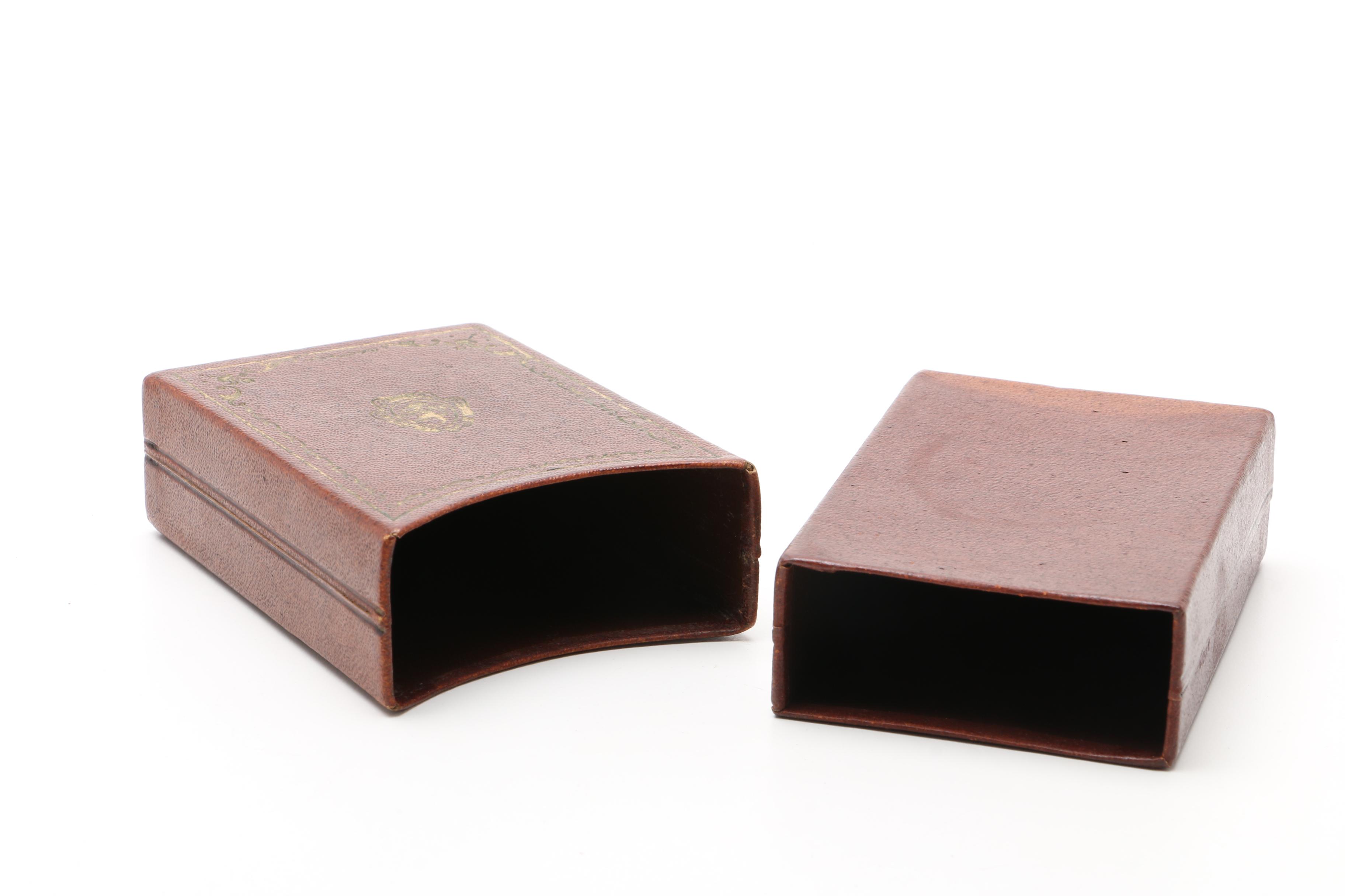 Vintage  Leather Playing Card Boxes