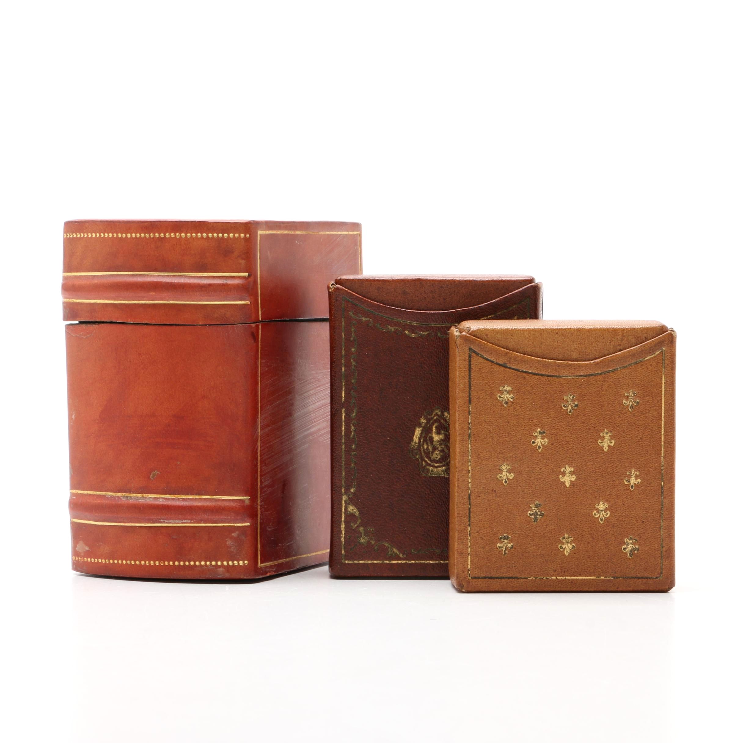 Vintage  Leather Playing Card Boxes
