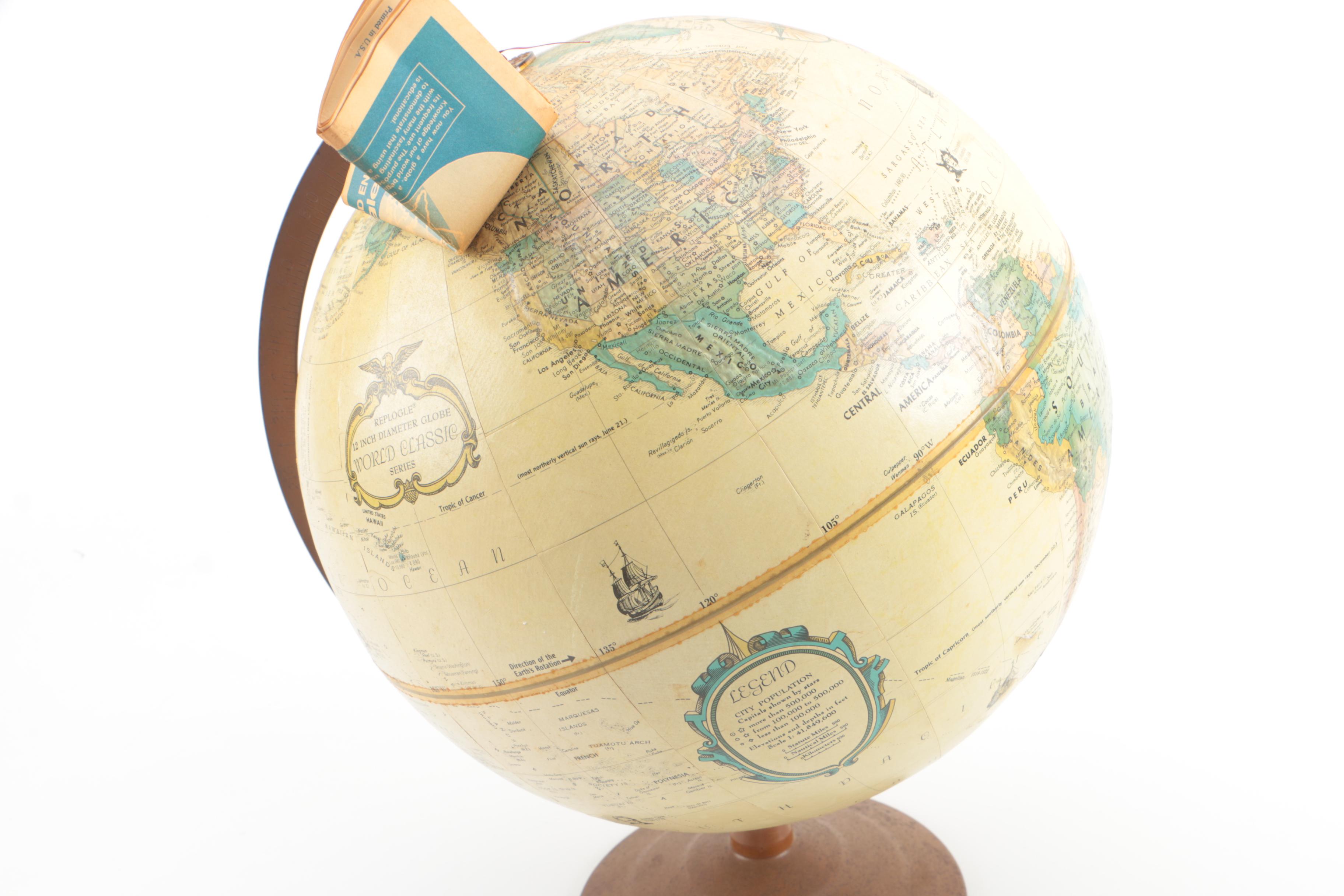 Vintage Desktop Globes by Reploge and the George F. Cram Company