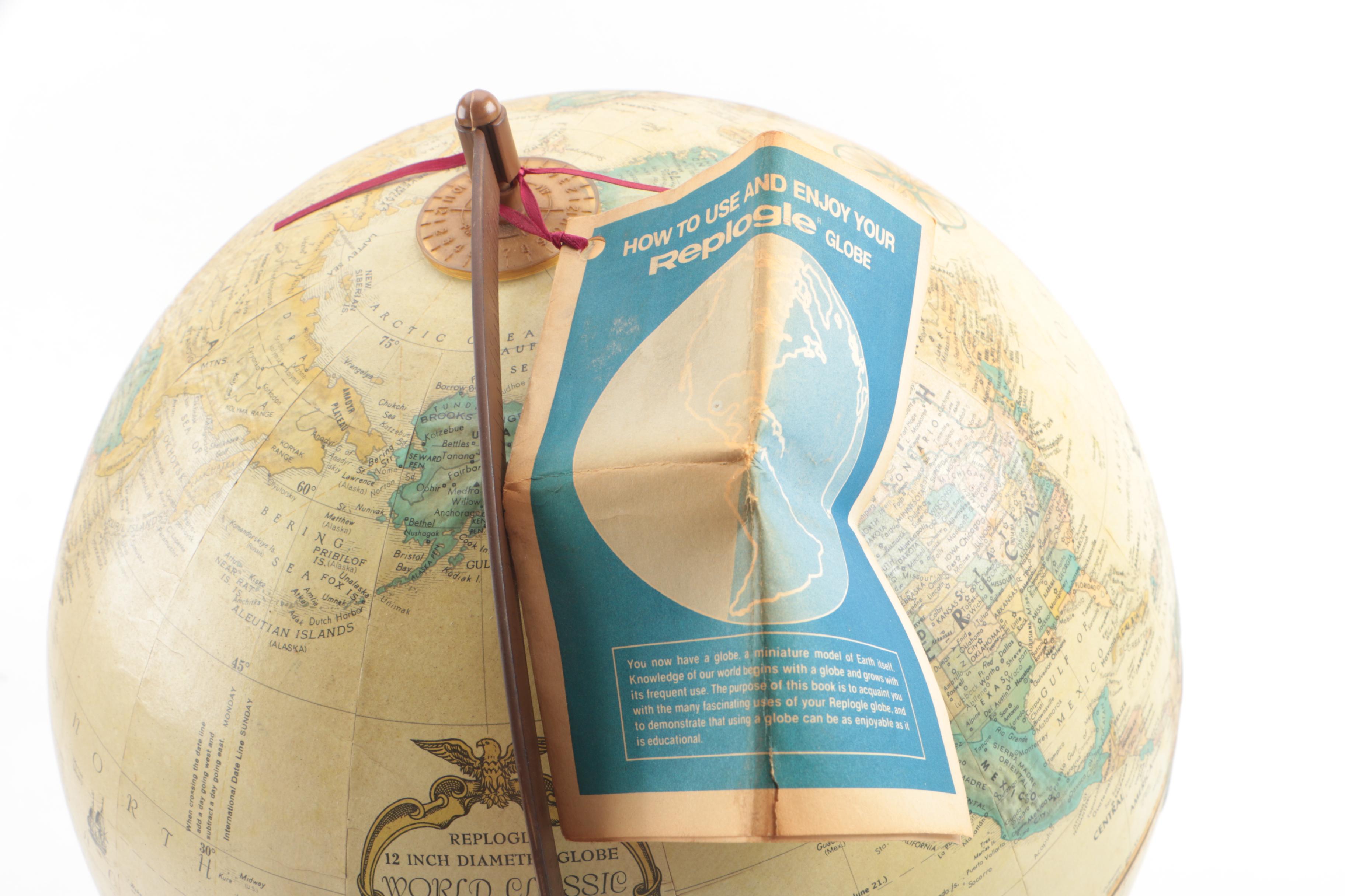 Vintage Desktop Globes by Reploge and the George F. Cram Company