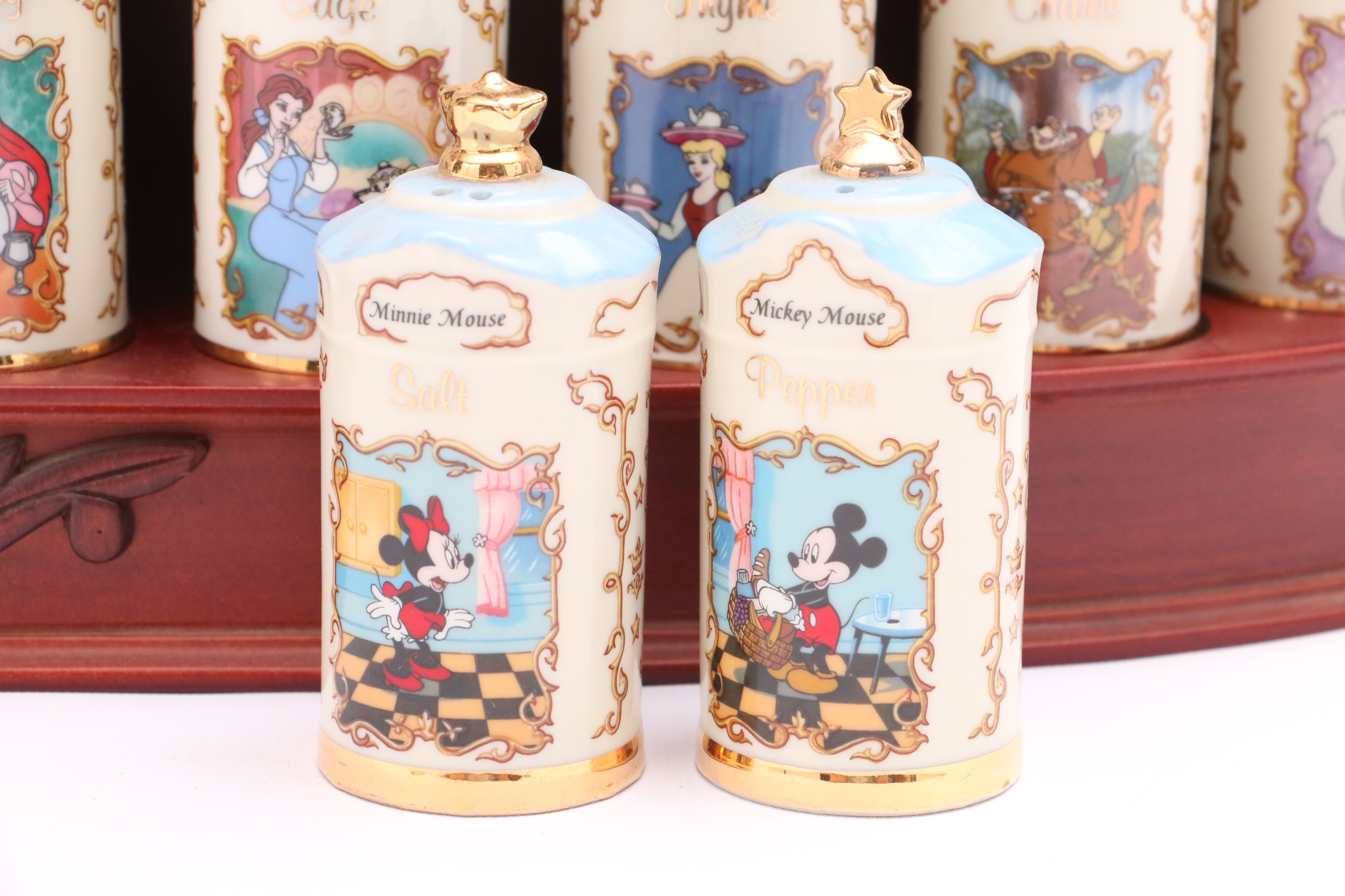 Lenox Walt Disney Spice Jar Collection with Wooden Rack