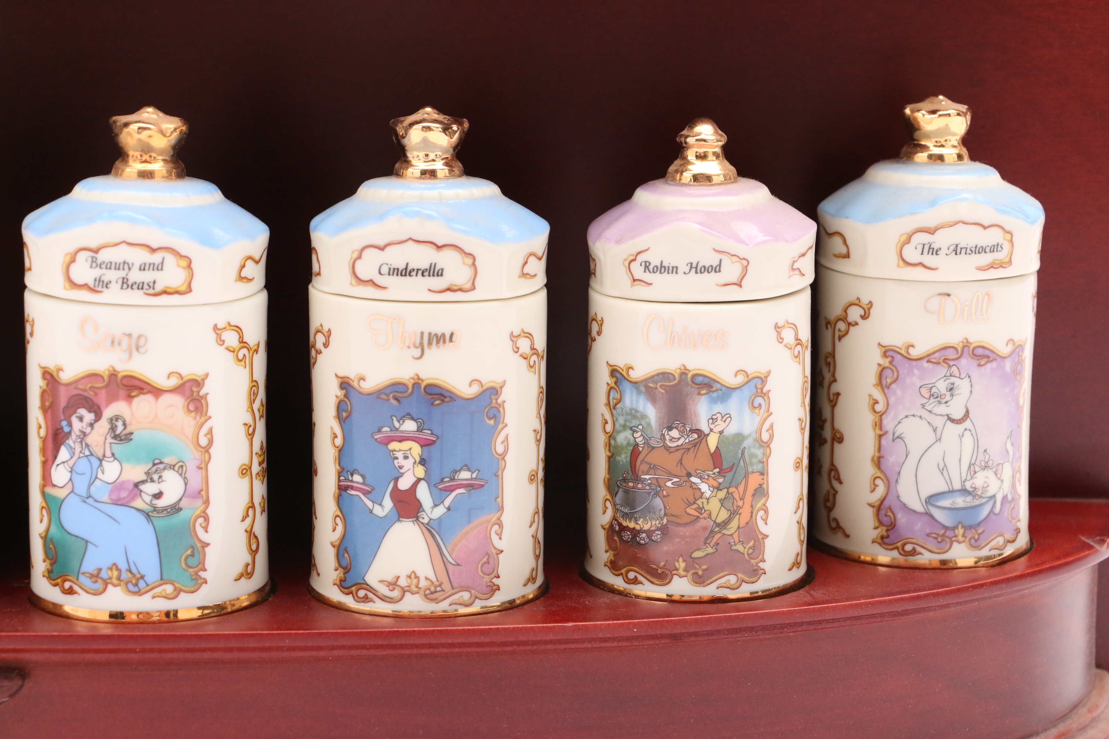 Lenox Walt Disney Spice Jar Collection with Wooden Rack