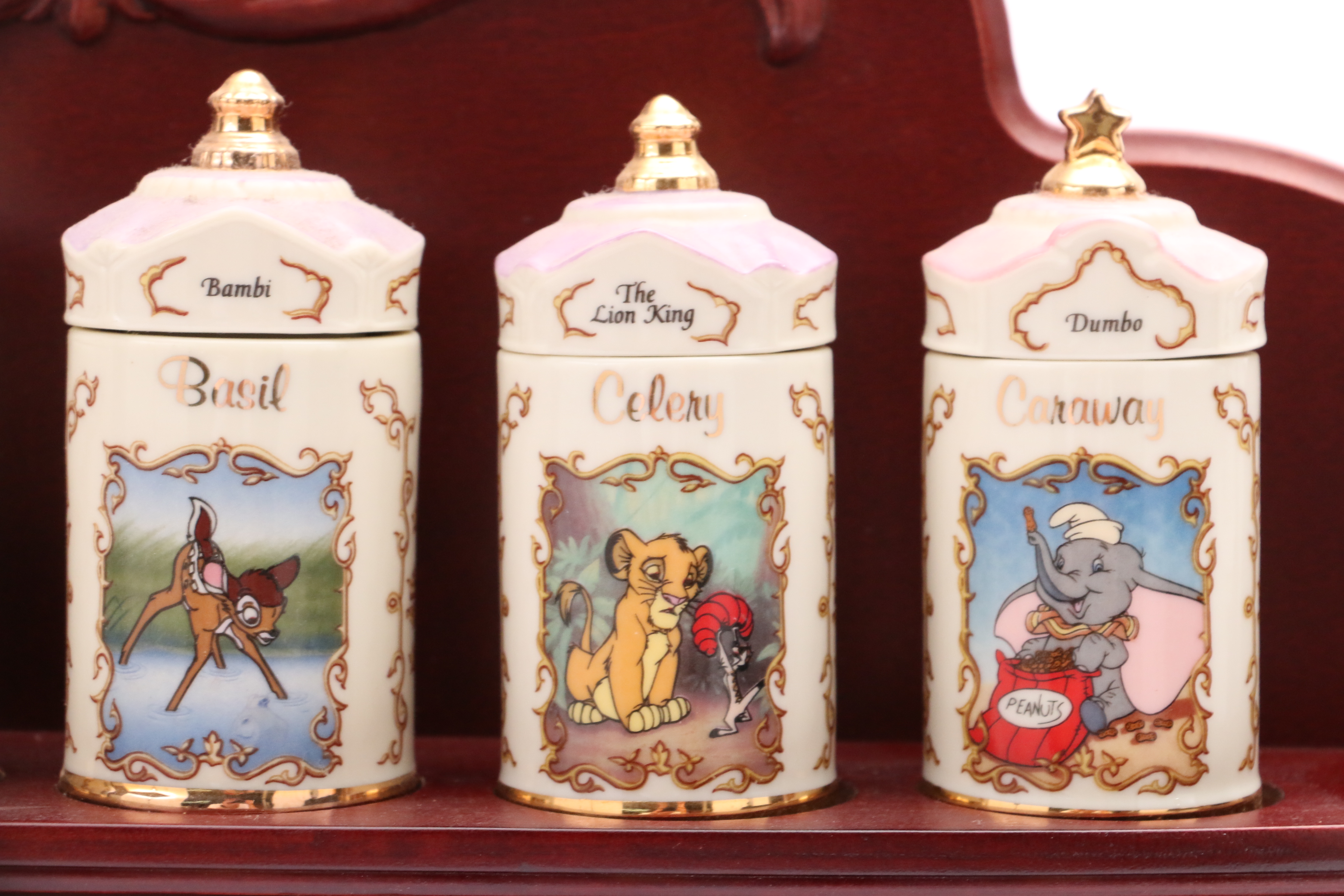 Lenox Walt Disney Spice Jar Collection with Wooden Rack