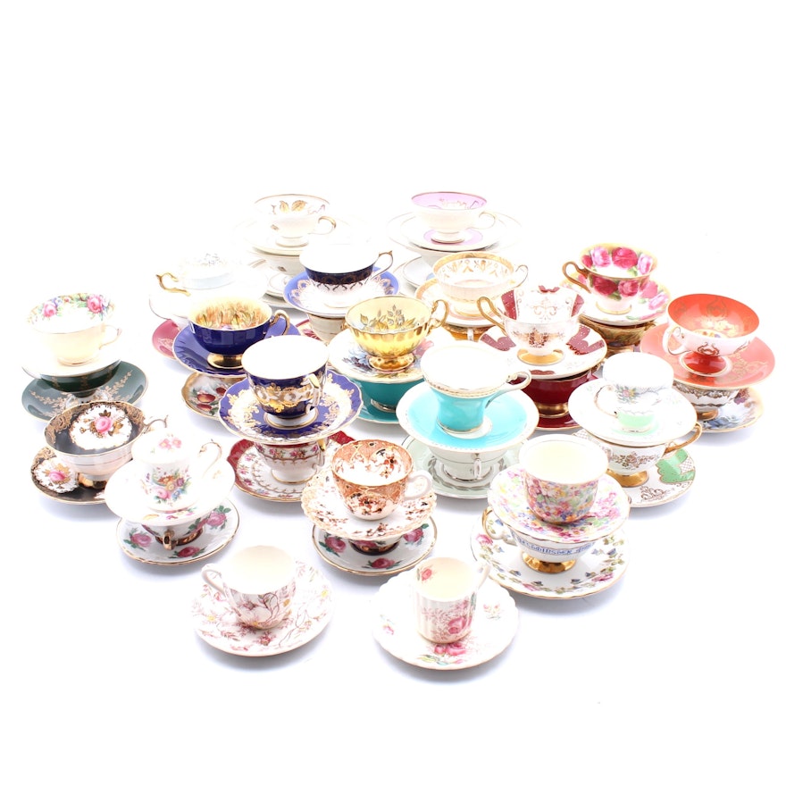 Porcelain Tea Cups and Saucers including Copeland Spode and Aynsley