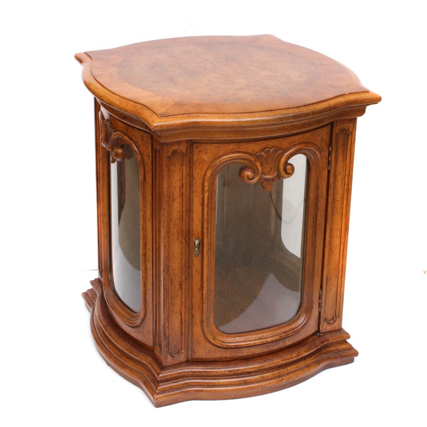Vintage Weiman Furniture Hardwood and Glass Lighted Display Side Table