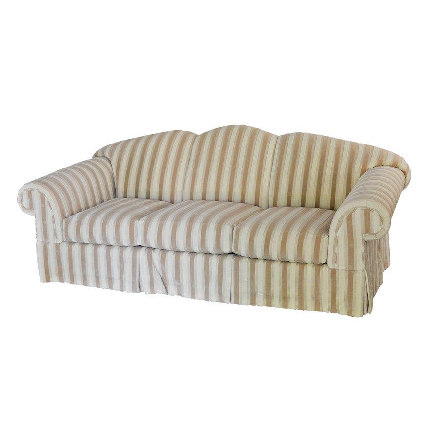 Cream and Taupe Striped Sofa by Jeffco