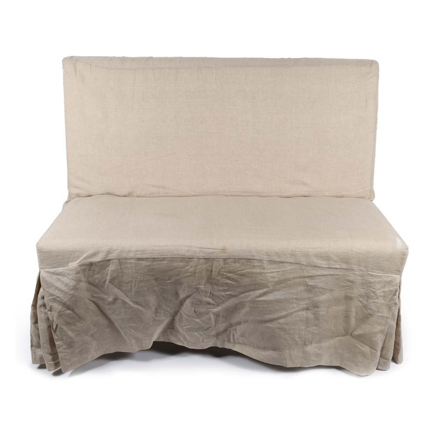 Crate & Barrel Slip Bench with Linen Slip Cover