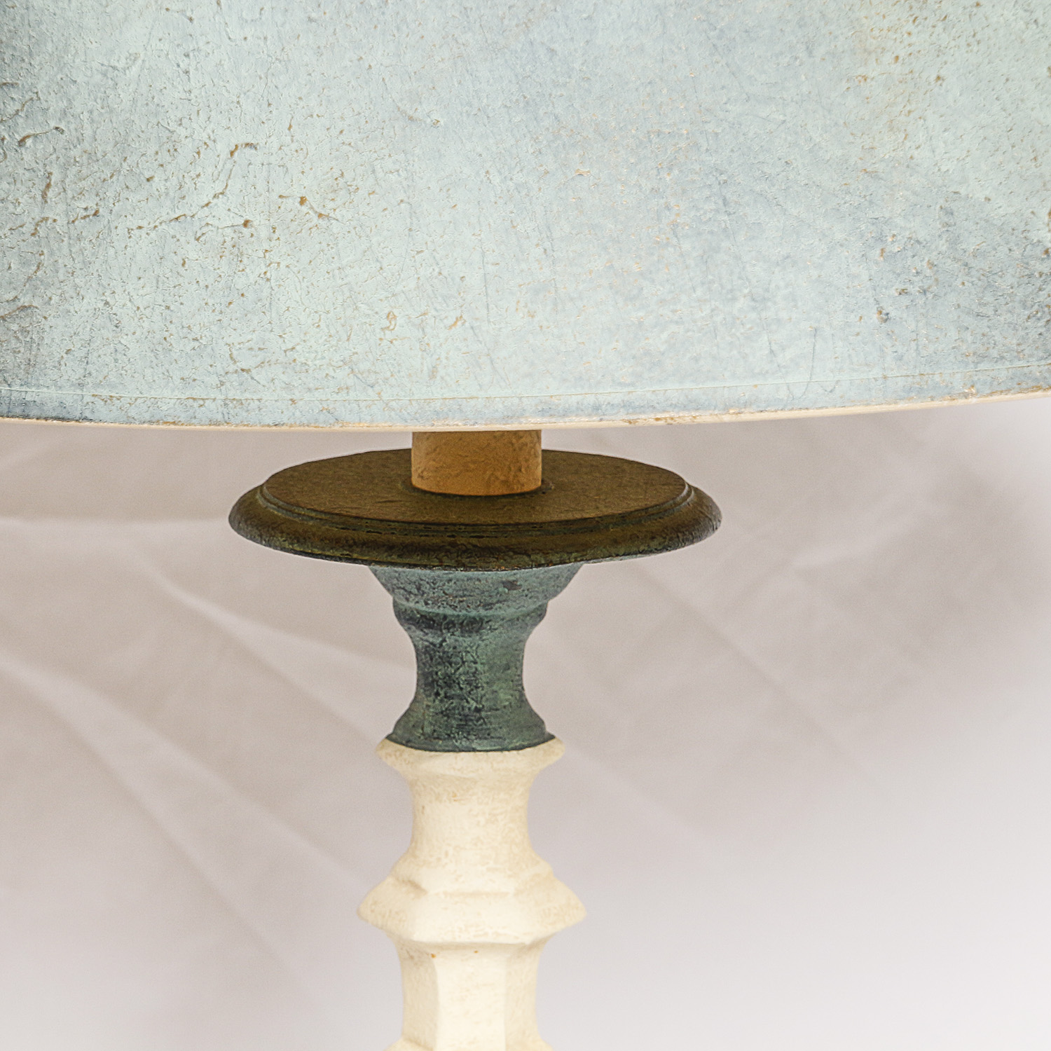 Vintage Painted Metal Table Lamp with Faux Verdigris