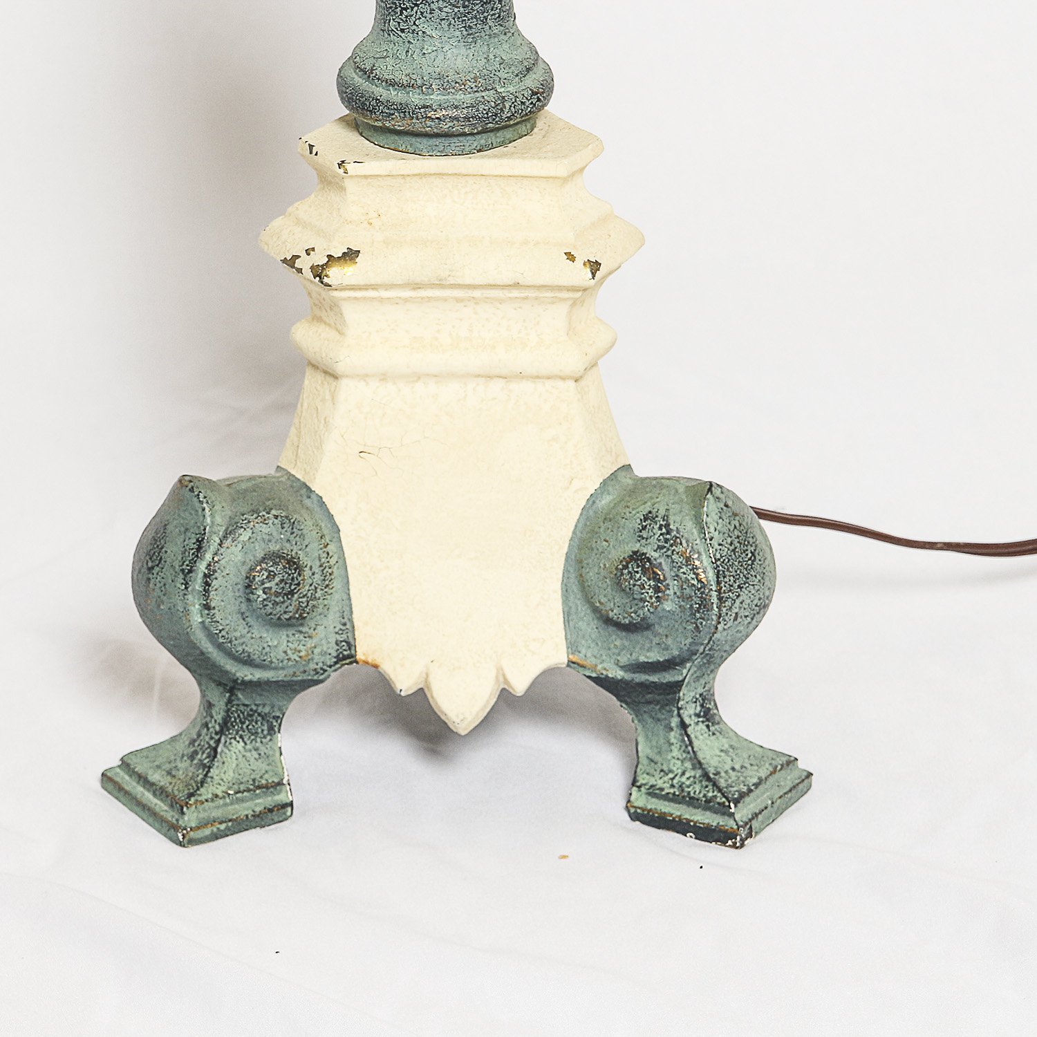 Vintage Painted Metal Table Lamp with Faux Verdigris