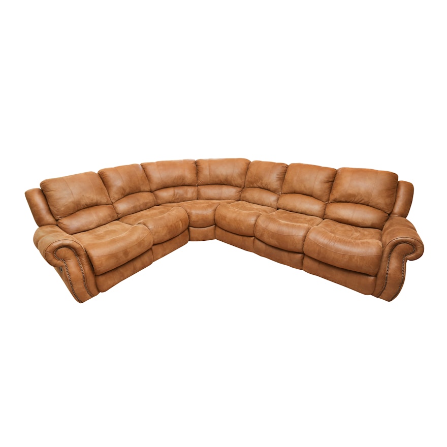 Caramel Upholstered Reclining Sectional Sofa