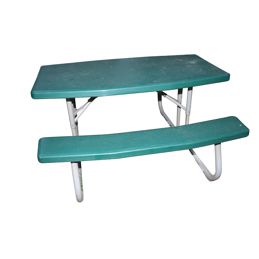 Metal and Green Plastic Picnic Table