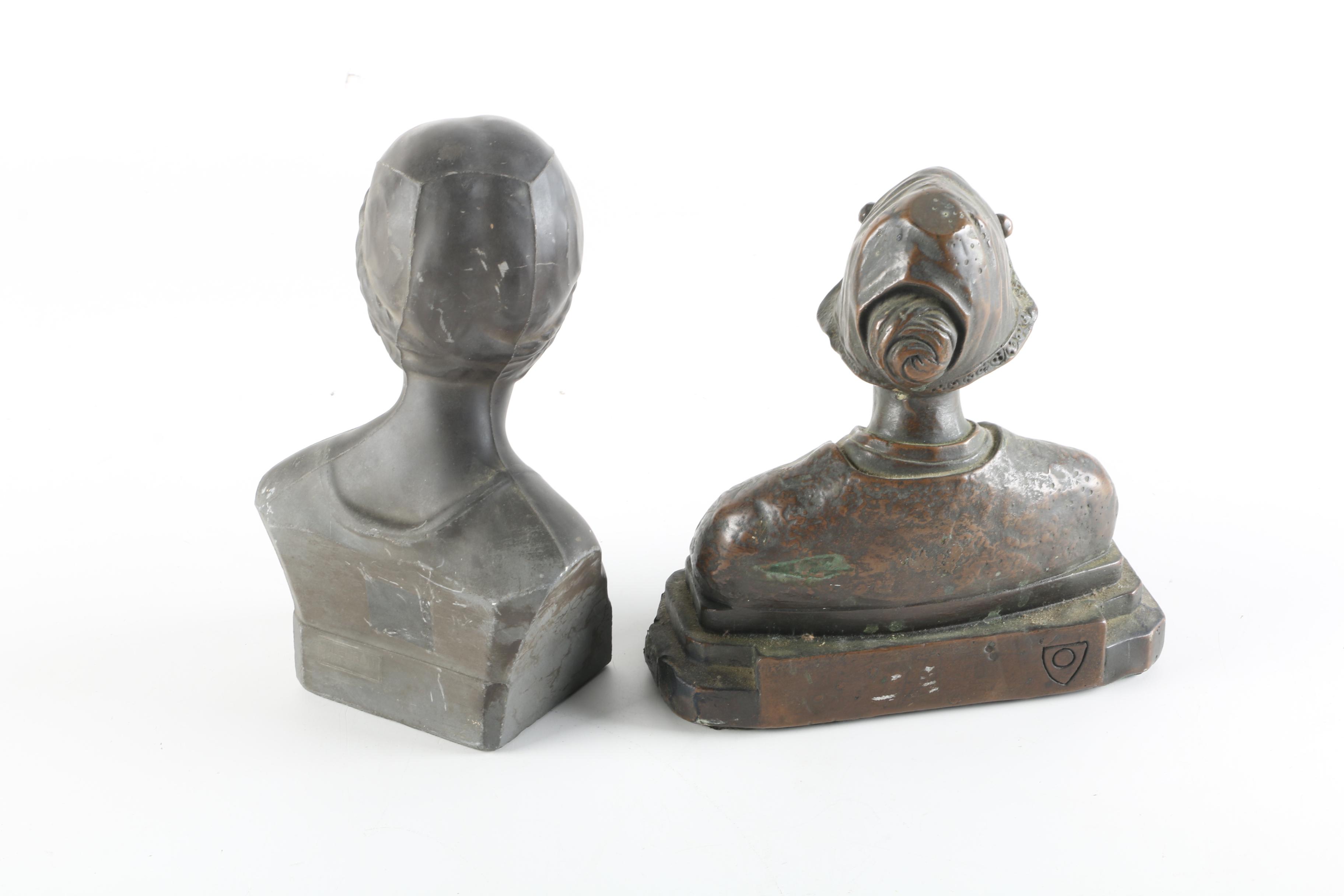 Vintage Fleuron Art Pottery Bust and Chalkware Busts