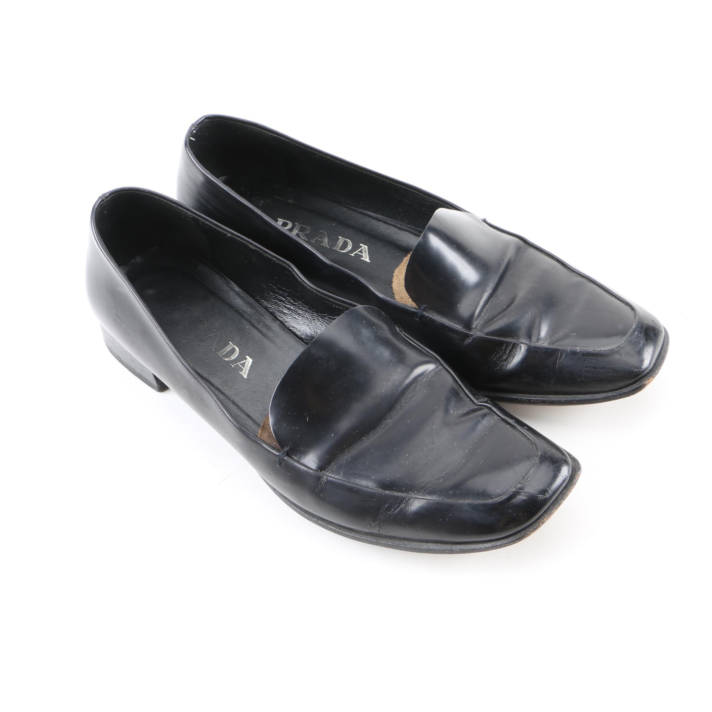 Women's Prada Black Leather Loafers