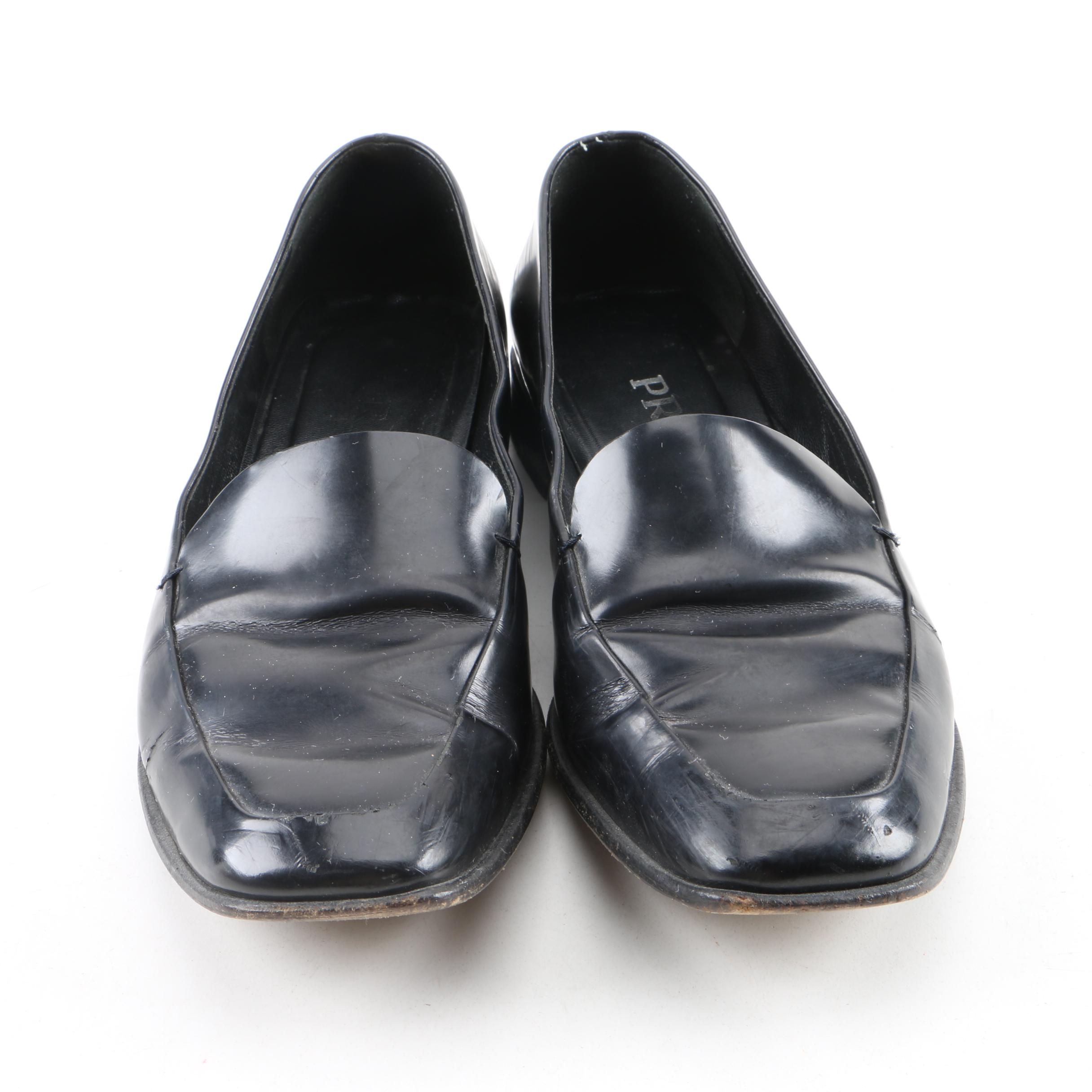 Women's Prada Black Leather Loafers