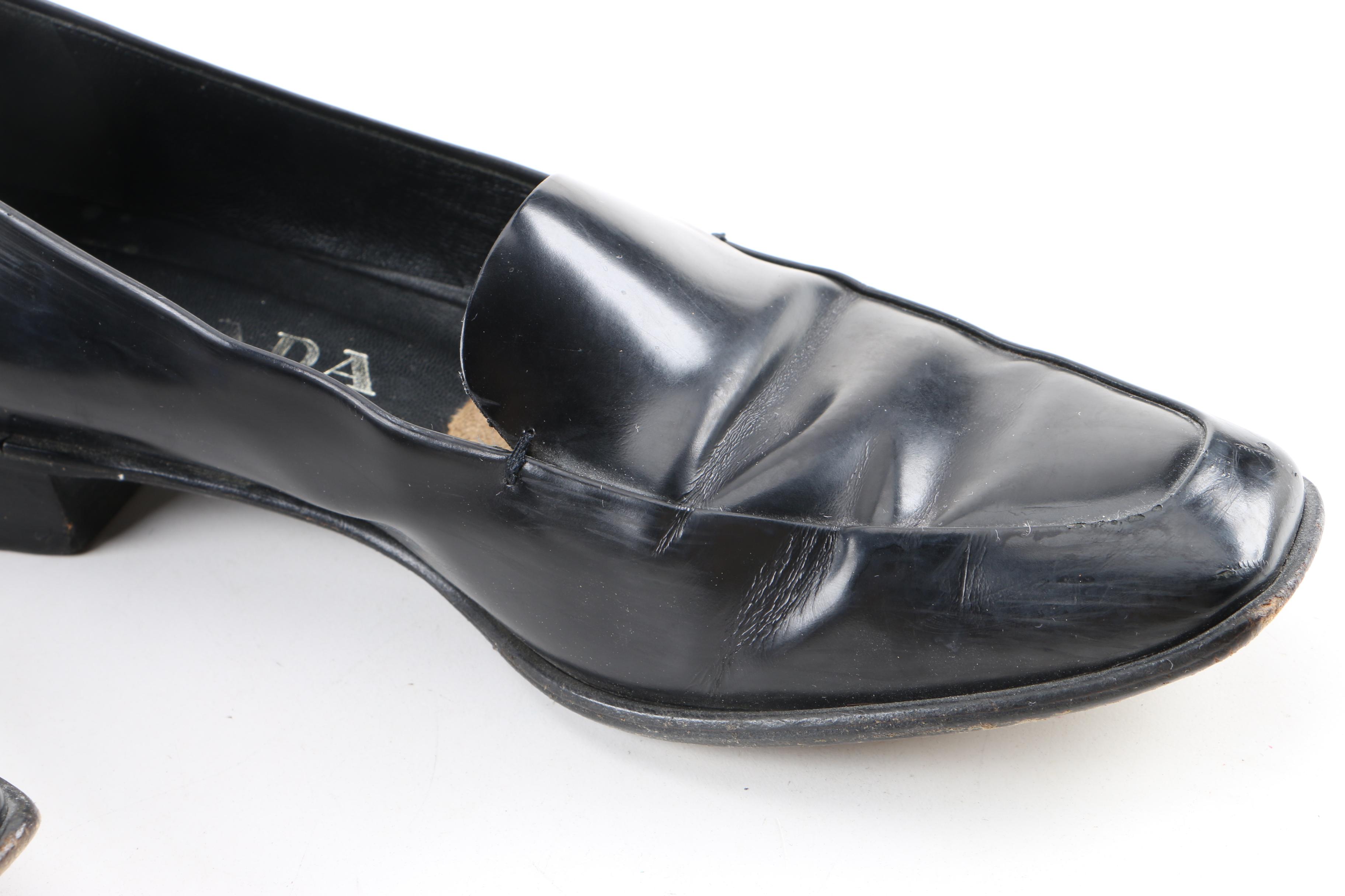 Women's Prada Black Leather Loafers