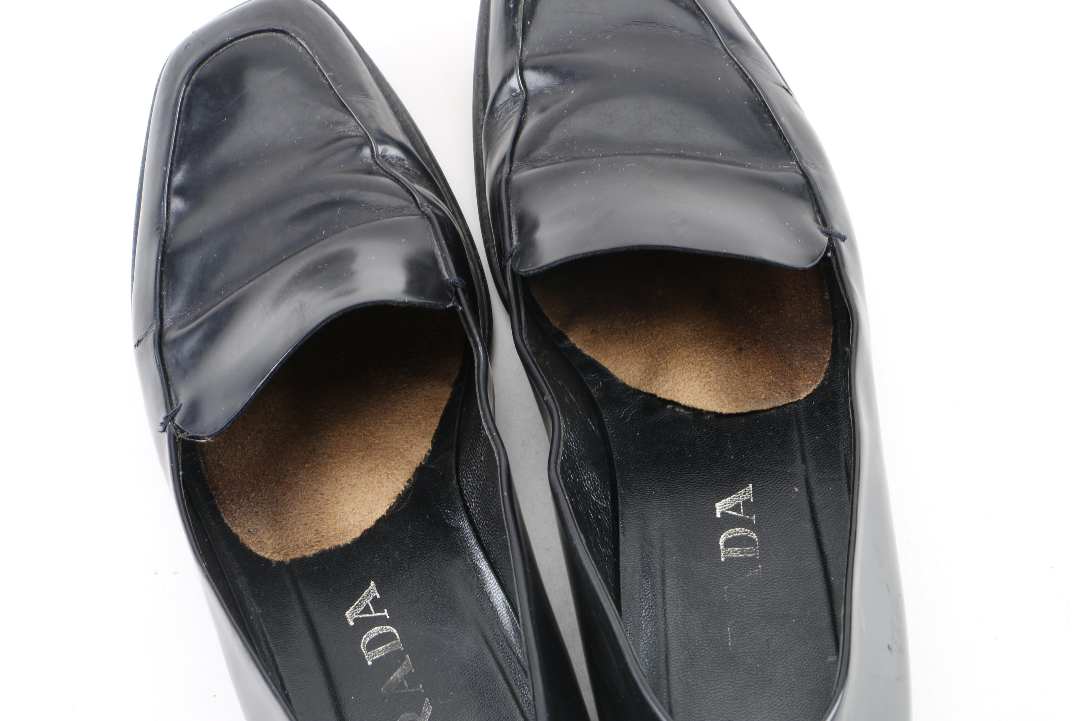 Women's Prada Black Leather Loafers
