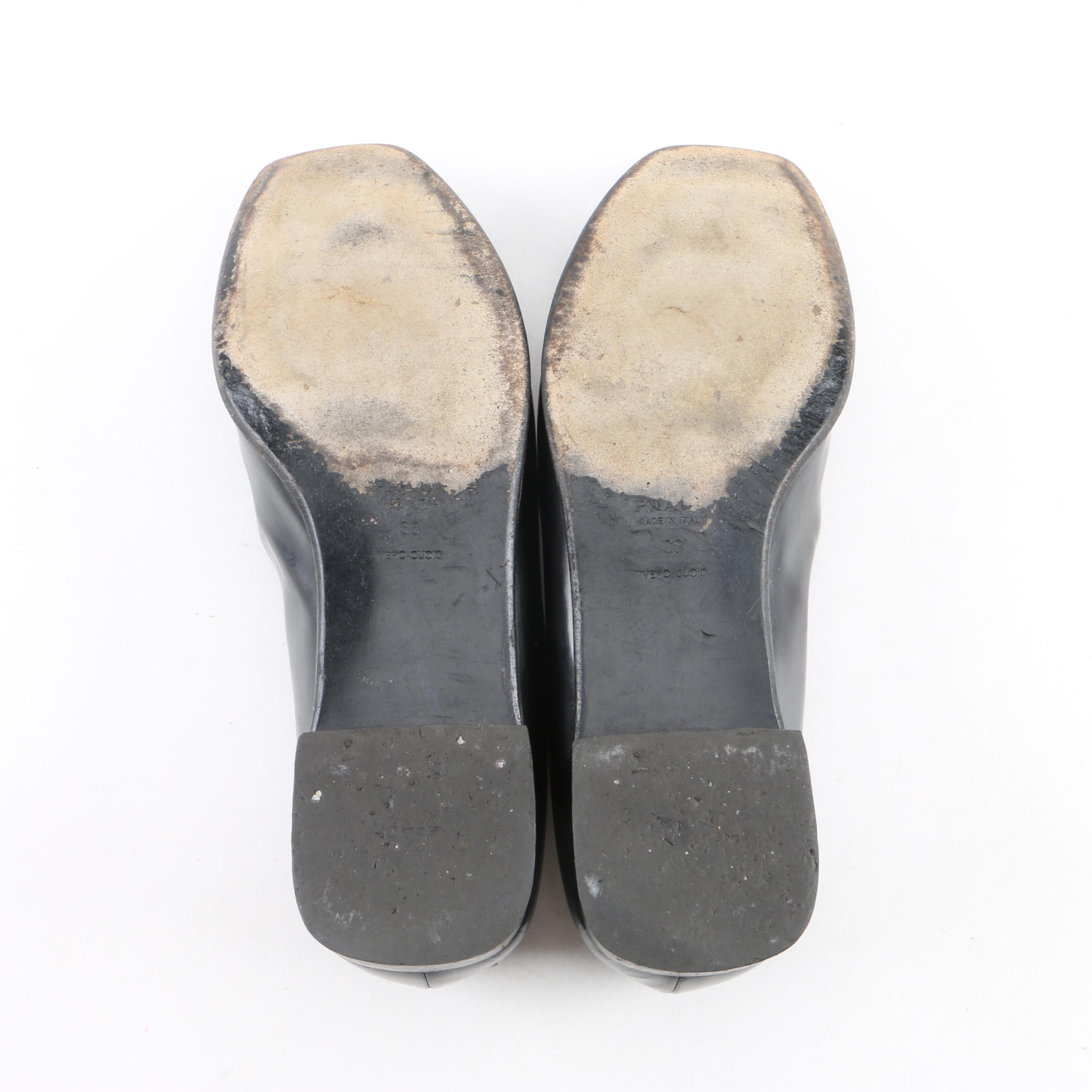 Women's Prada Black Leather Loafers